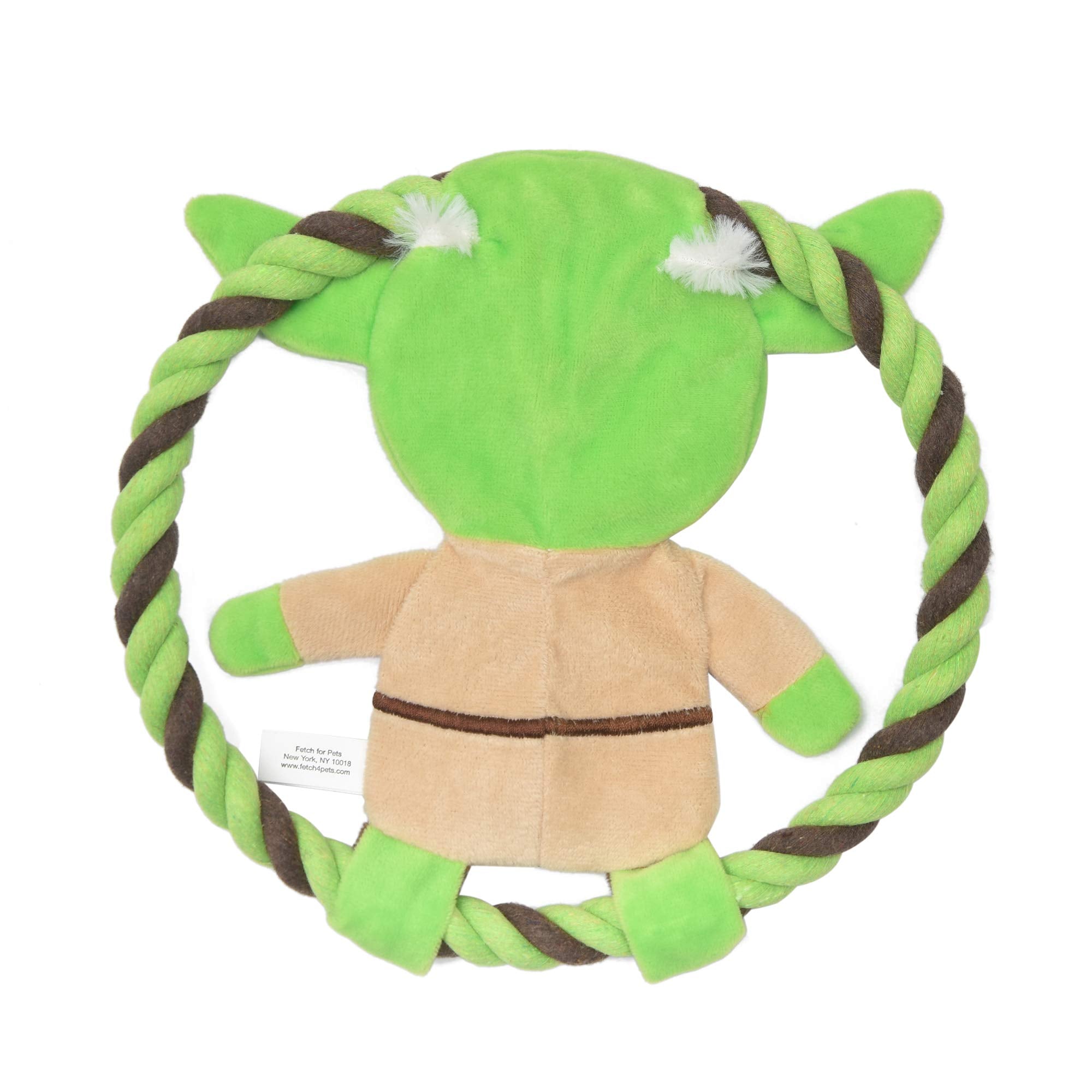 STAR WARS Plush Yoda Rope Frisbee Dog Toy | Green, One Size, Squeaky Chew Toy, Model FF13380