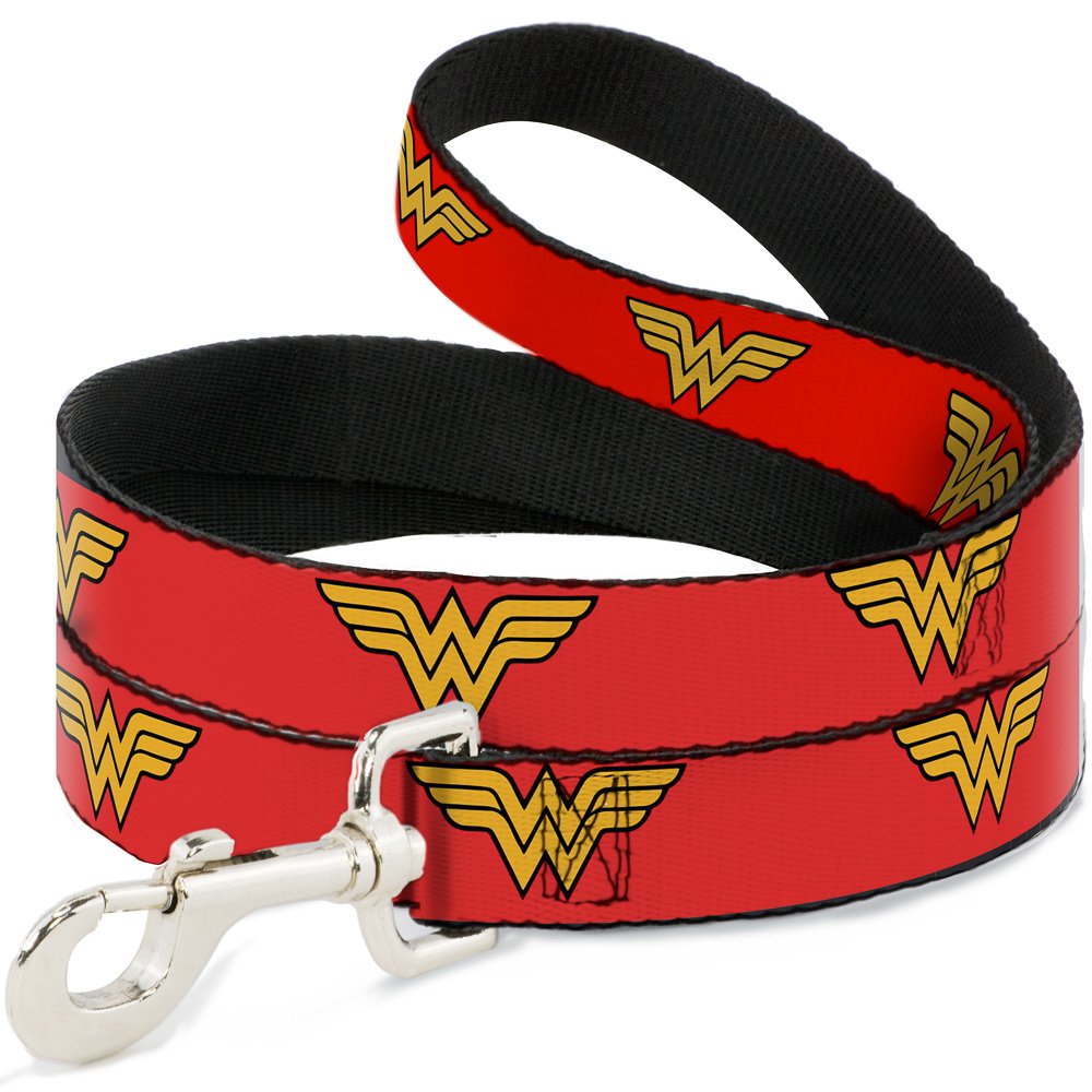 Buckle-Down Pet Leash - Wonder Woman Logo Red -6 Feet Long - 1/2 Wide