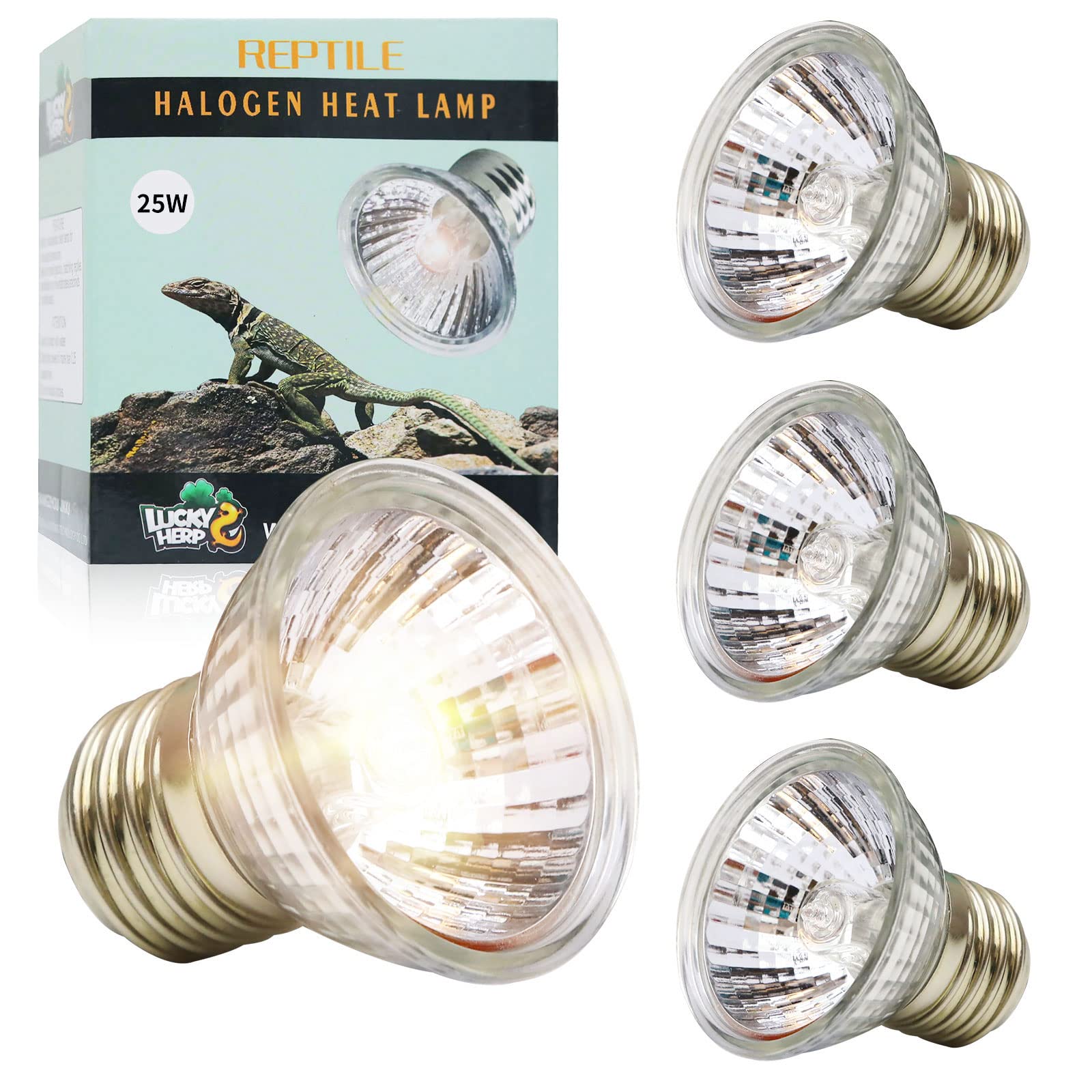 Lucky Herp 4 Pack 25W Uva Uvb Reptile Light Bulbs, Heat Lamp Bulbs For Reptiles And Amphibians, Basking Light Bulb For Turtle, B