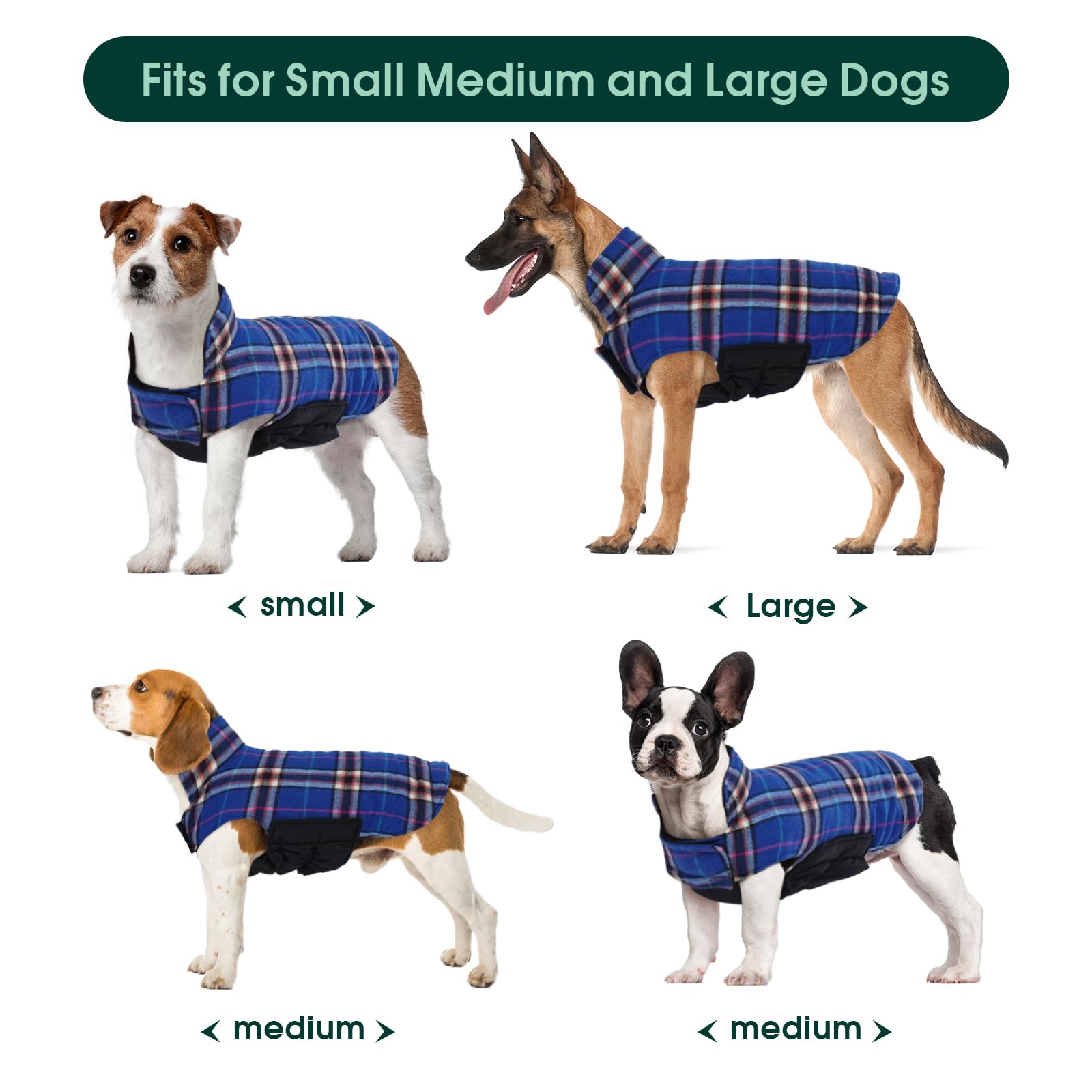 Kuoser Waterproof Dog Coat, Reversible Dog Jacket For Small Dogs, Adjustable Durable Doggie Winter Coat Warm Cozy Puppy Cold Wea