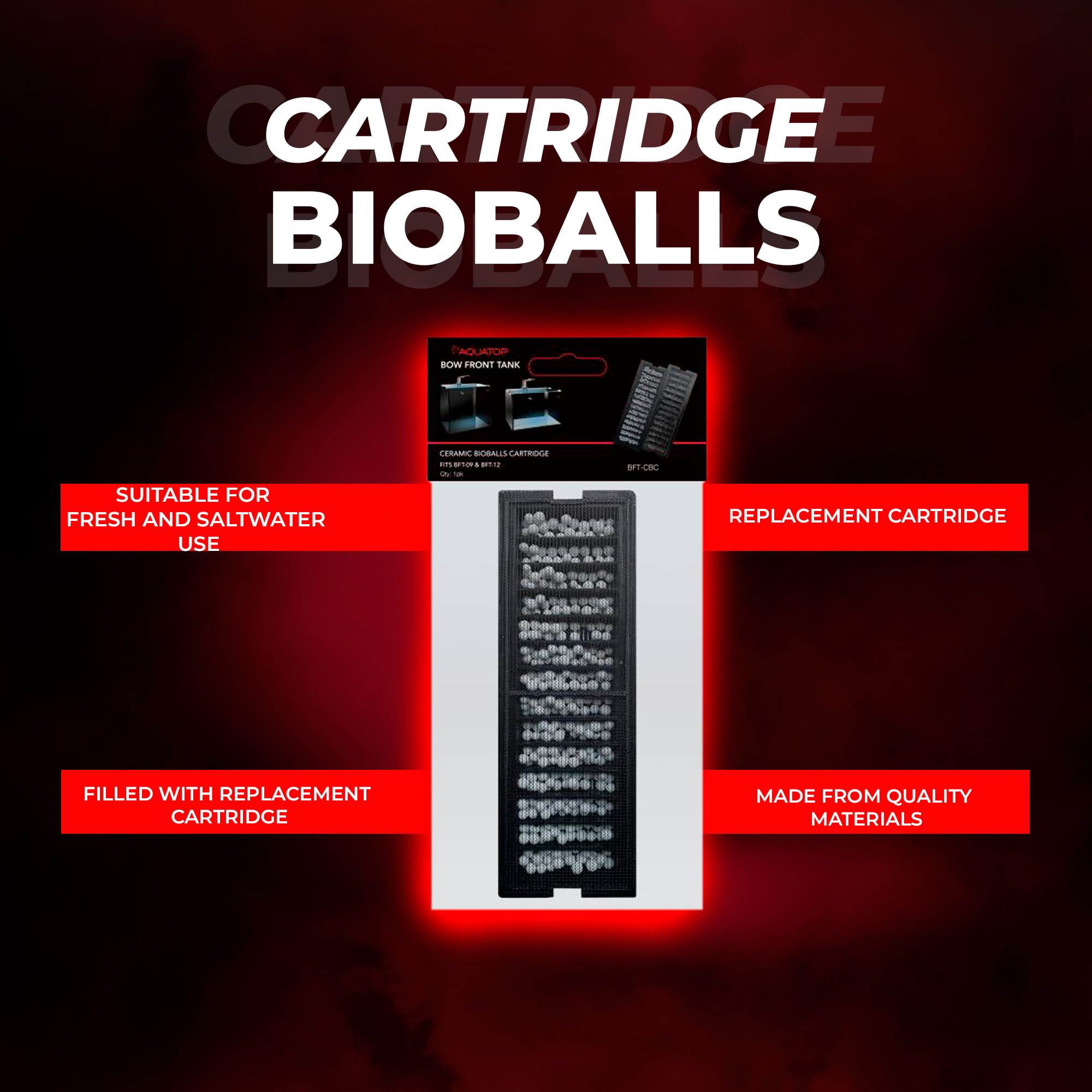 Aquatop Ceramic Bioballs Cartridge for BFT-08 & BFT-13 Tanks - Enhances Biological Filtration, Multi, Model 39001955