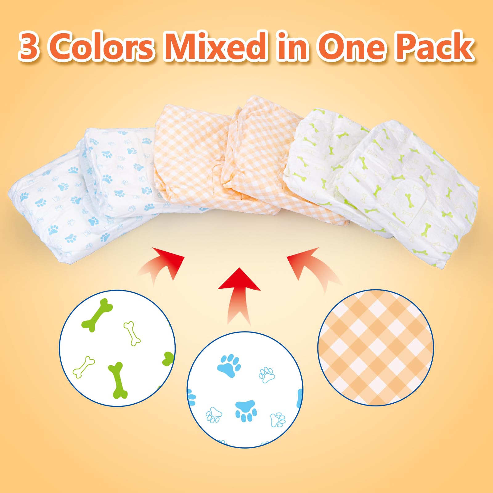 Pet Soft Disposable Dog Diapers for Females - 12pcs X-Small, Mixed Color, Model WOW-WIPE300