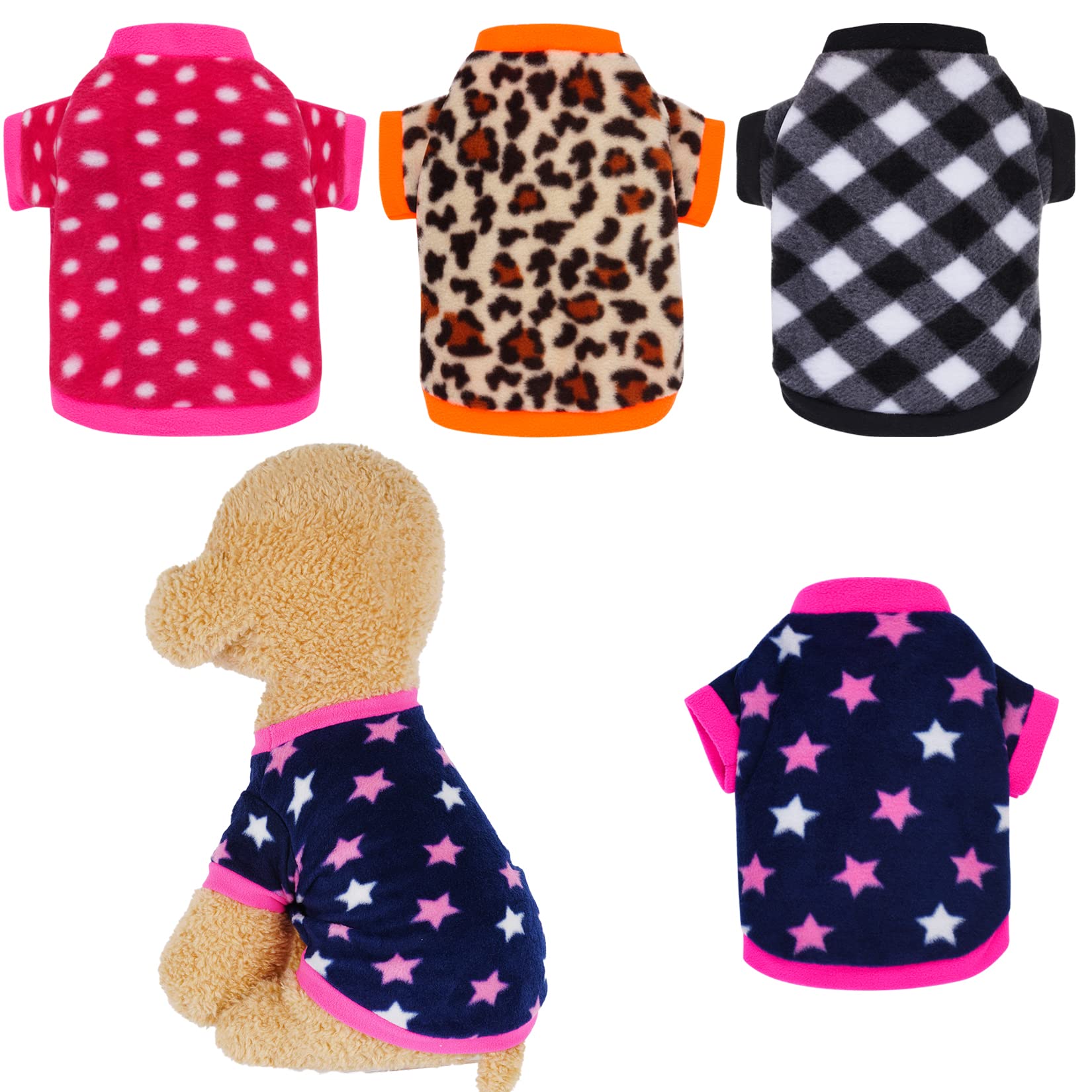 Rbenxia 4-Piece Dog & Puppy Fleece Sweater Set - Soft, Warm Sweatshirts & Pajamas For Small Dogs & Cats (Medium)