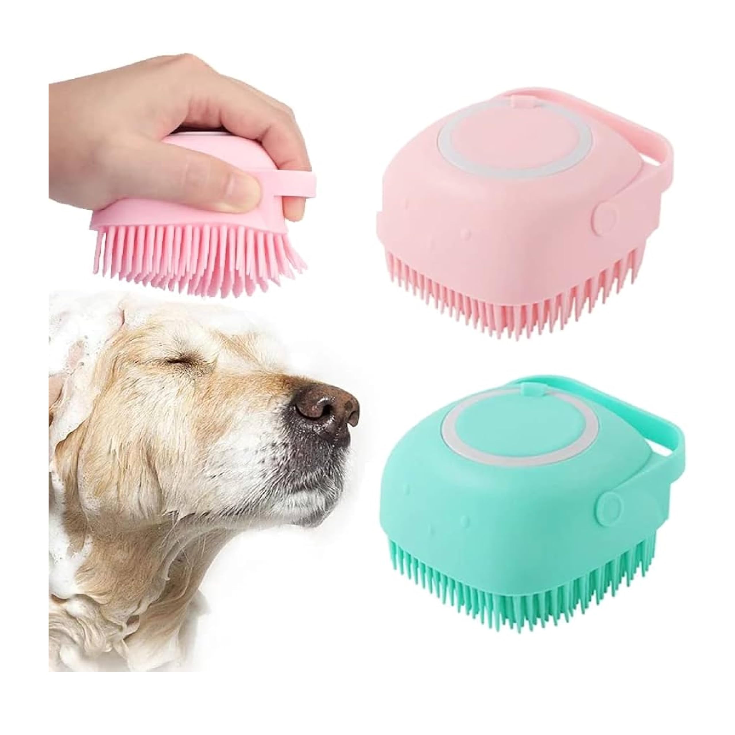Urban Threads Pet Grooming Kit, Silicone Brush, Bristle Brush, Comb, And Bathing Tub For Dogs, MultiColour (Pack Of 1)
