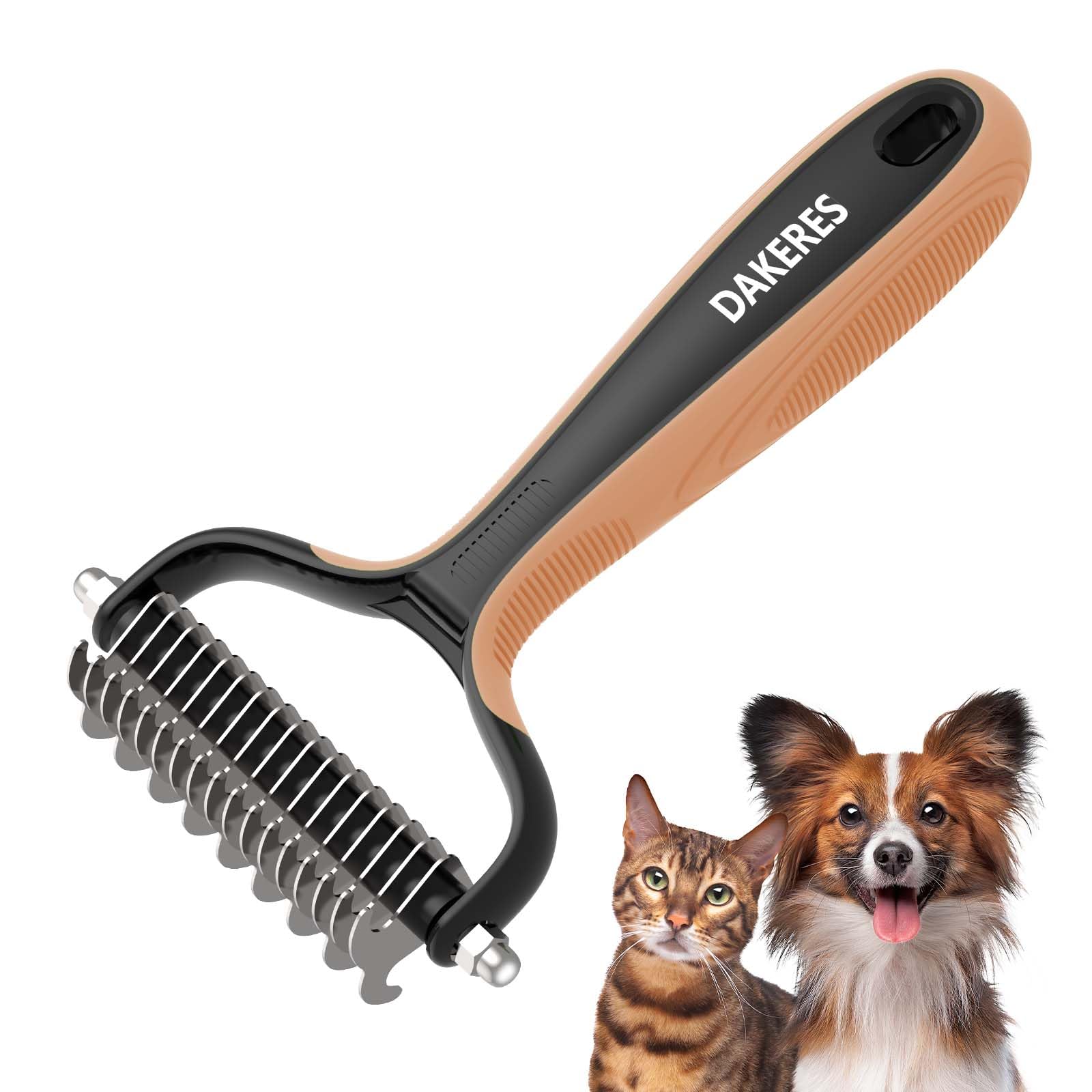 Pet Grooming Supplies - 2-In-1 Undercoat Rake And Dematting Tool For Cats/Dogs, Deshedding Brush For Long-Haired Pets, Furminato