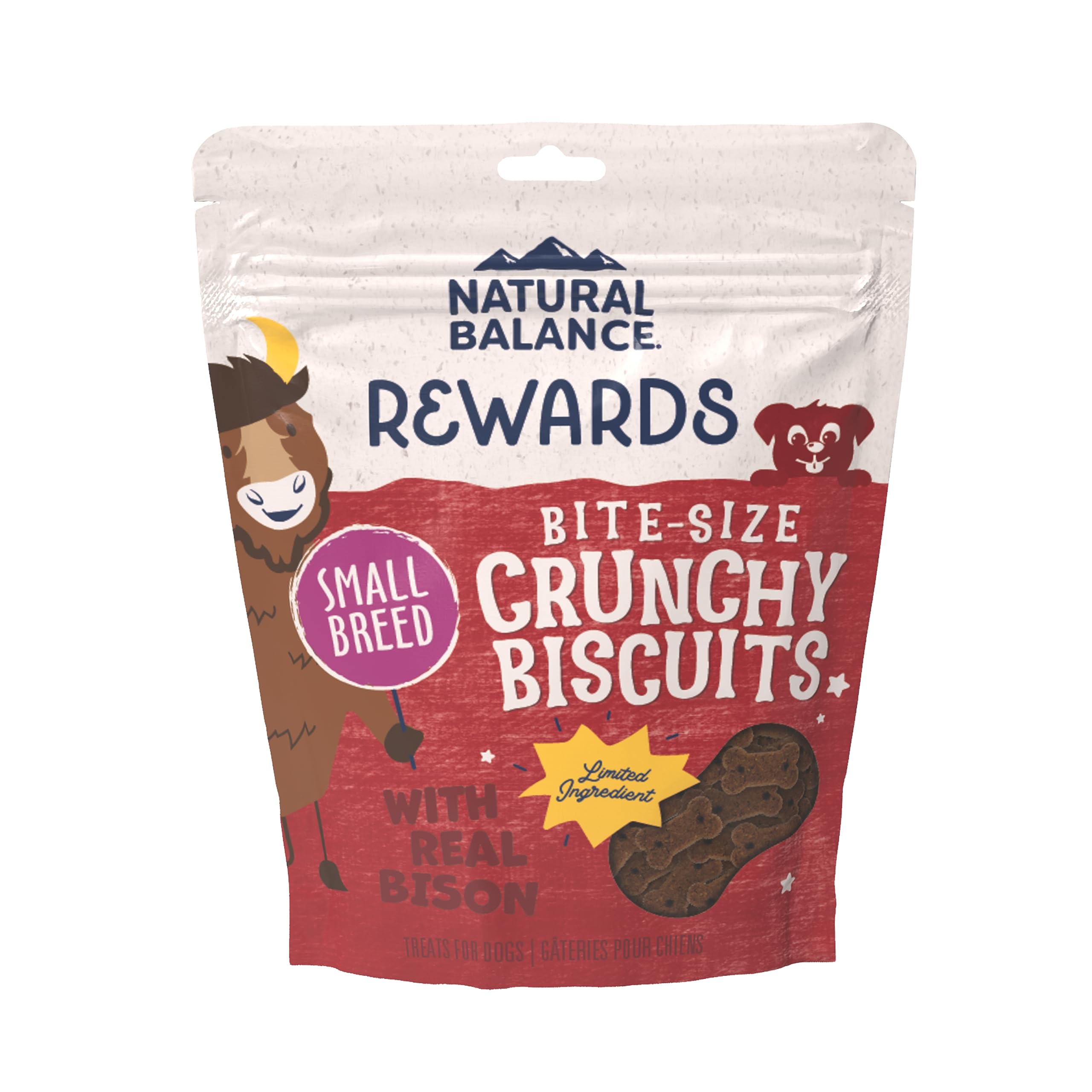 Natural Balance Limited Ingredient Rewards Crunchy Biscuits, Bite-Size Grain-Free Dog Treats for Small-Breed Adult Dogs, Made wi