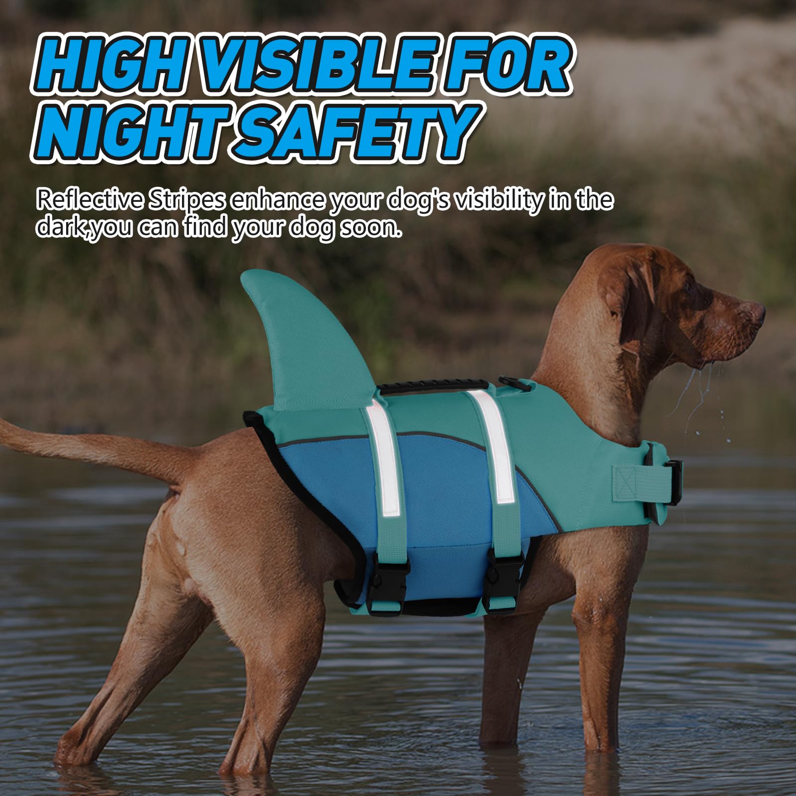 Doglay Shark Dog Jacket - Ripstop Life Vests For Swimming Boating With Rescue Handle & Adjustable Fit For Small To Large Dogs