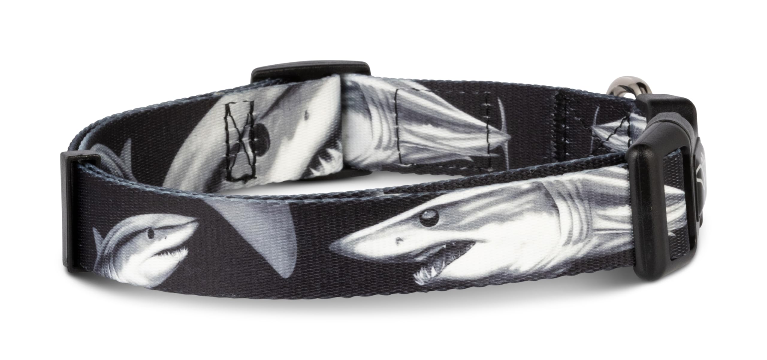 Shaka'S Salty Paws Shark Print Dog Collar For Fishing, Boating,Tropical Beach(Large Size Collar Adj. 18-26 For Dogs 50-90 Lb