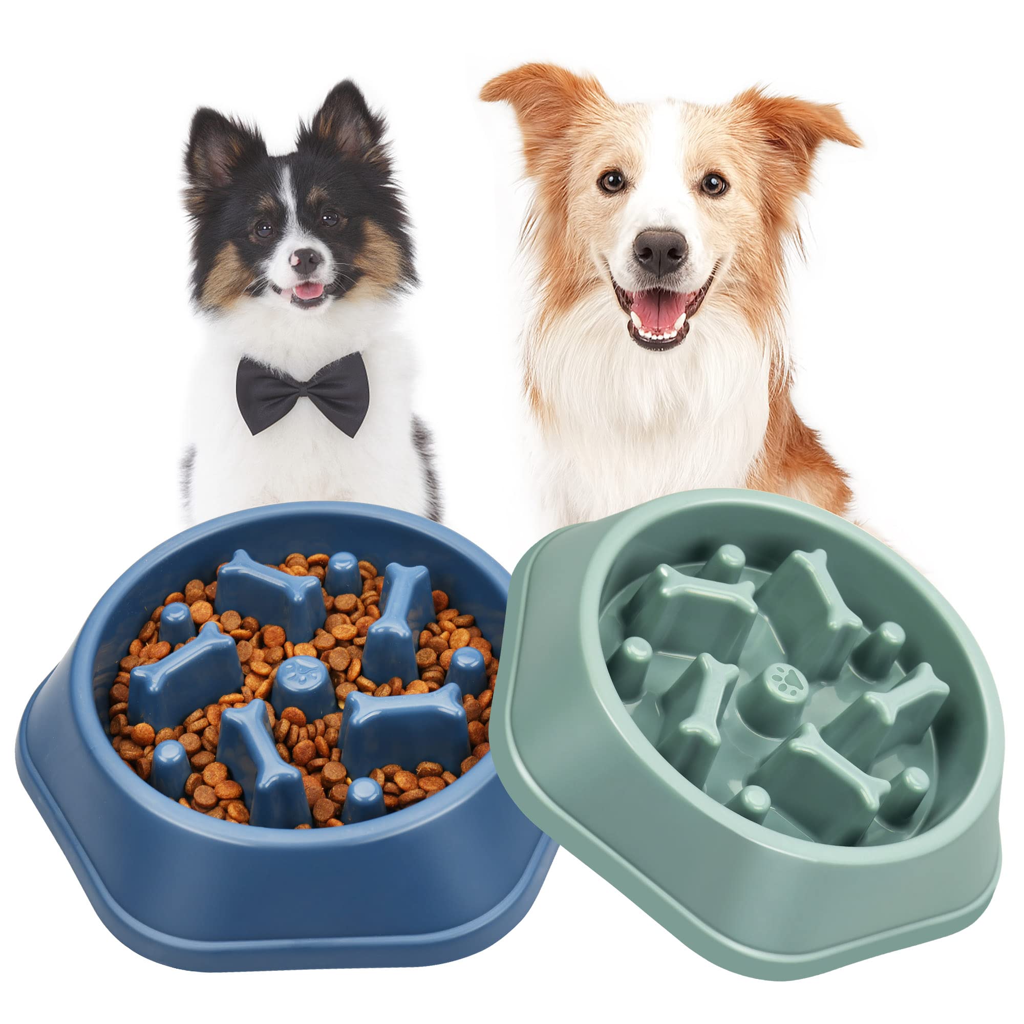 UPSKY 2PCS Slow Feeder Dog Bowl Anti-Chocking Slower Feeding Dog Puzzle Bowls, Interactive Bloat Stop Dogs Food Bowl Dishes Non-