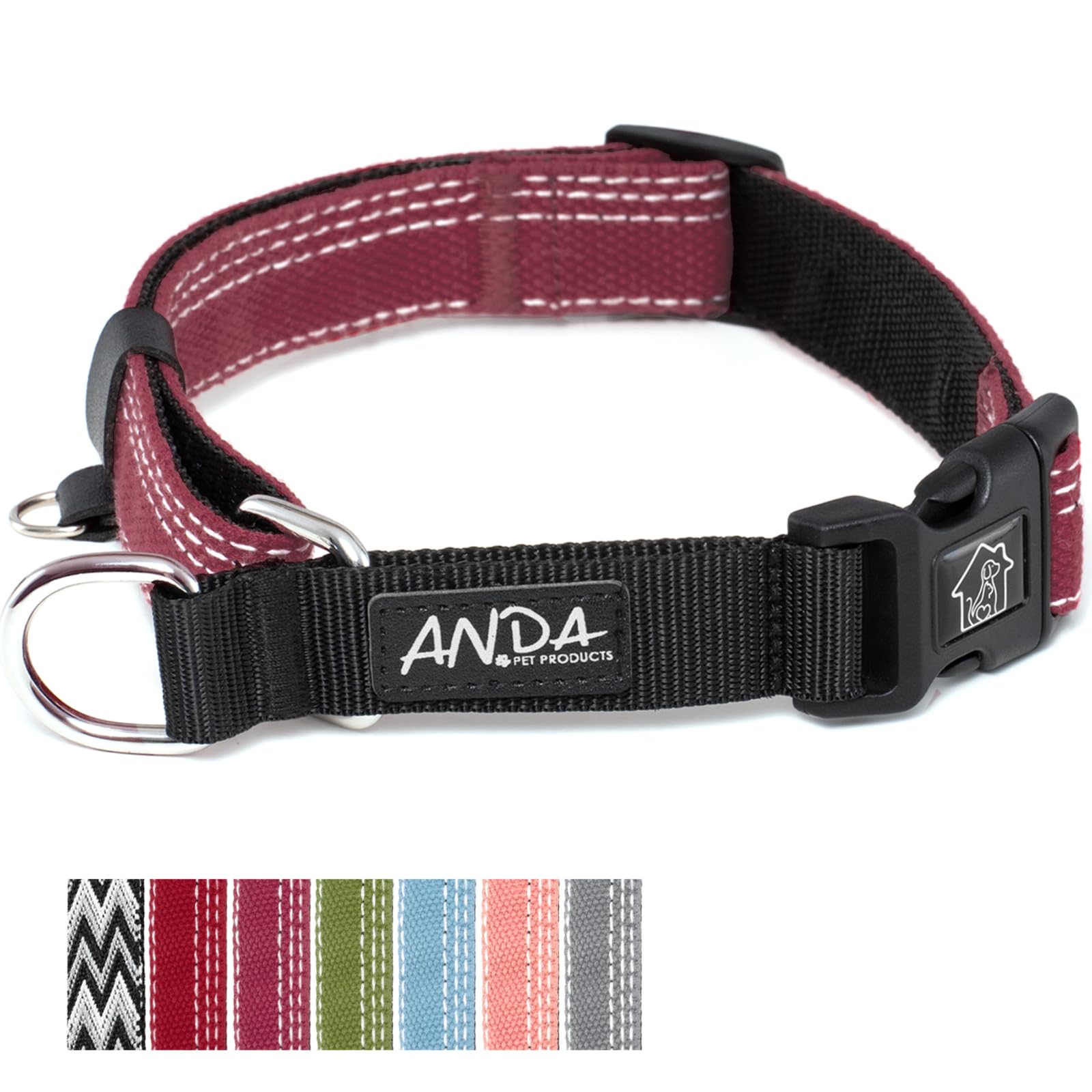 Anda Martingale Collar For Dogs, Double-Layered Composite Material With Buckle,No-Pull Training Collar For Easy Control With No 