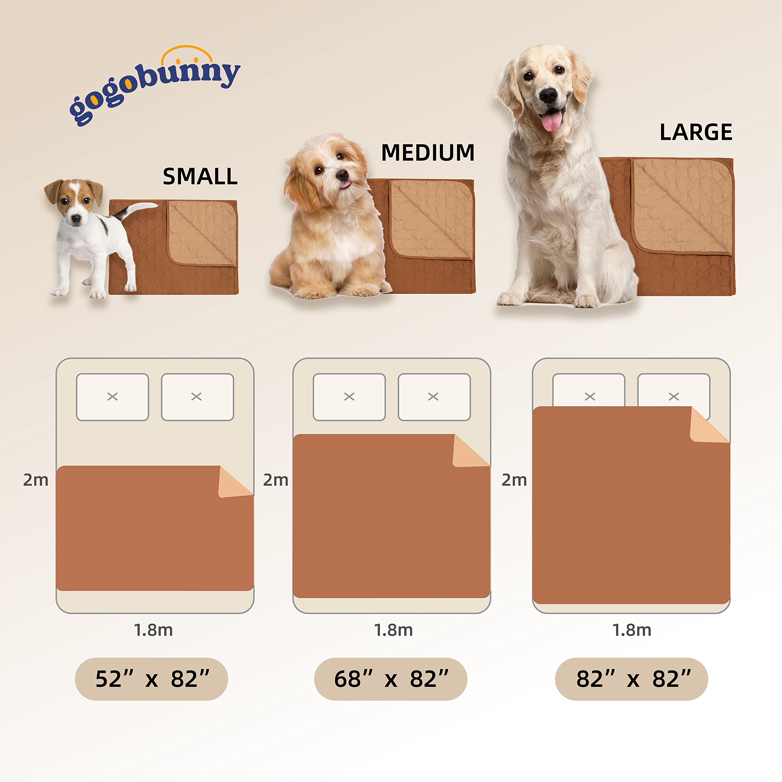 Gogobunny 100% Double-Faced Waterproof Dog Bed Cover Pet Blanket Sofa Couch Furniture Protector For Kids Children Dog Cat, Reversible(82X82 Inch (Pack Of 1), Dark Pumpkin/Light Pumpkin)