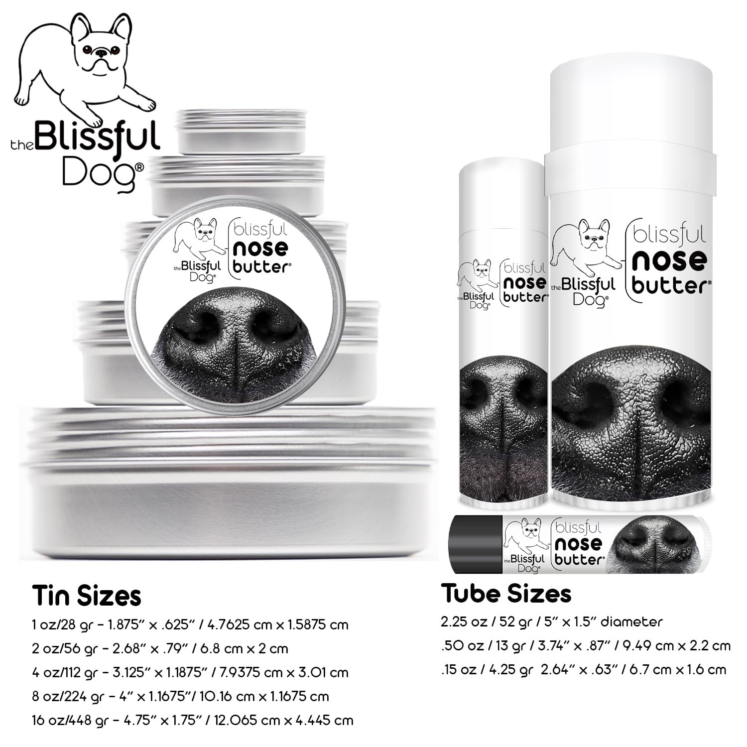 The Blissful Dog White Boxer Unscented Nose Butter, 2 oz Tube