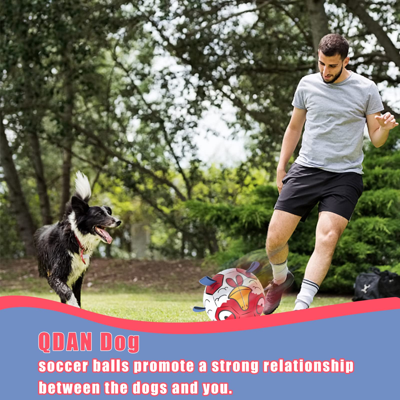 Qdan Chicken Dog Toys Soccer Ball With Straps, Interactive Toys For Tug Of War, Puppy Birthday Gifts, Dog Water Toy, Durable Bal