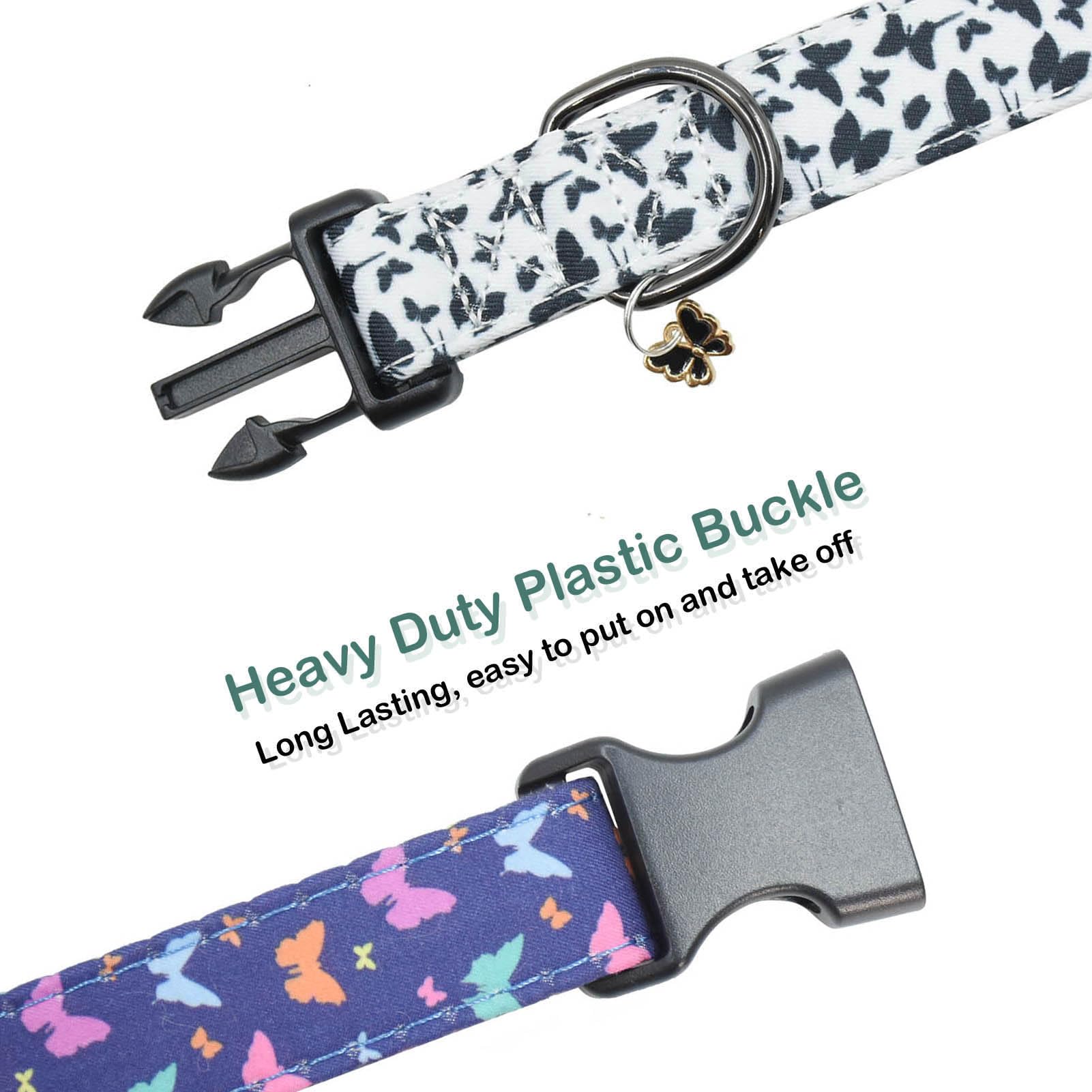2 Pcs Cotton Dog Collar Soft Cute Flower -3 Sizes Soft Nylon Puppy Collar Adjustable For Girl Female Small Medium Large Dogs(02L