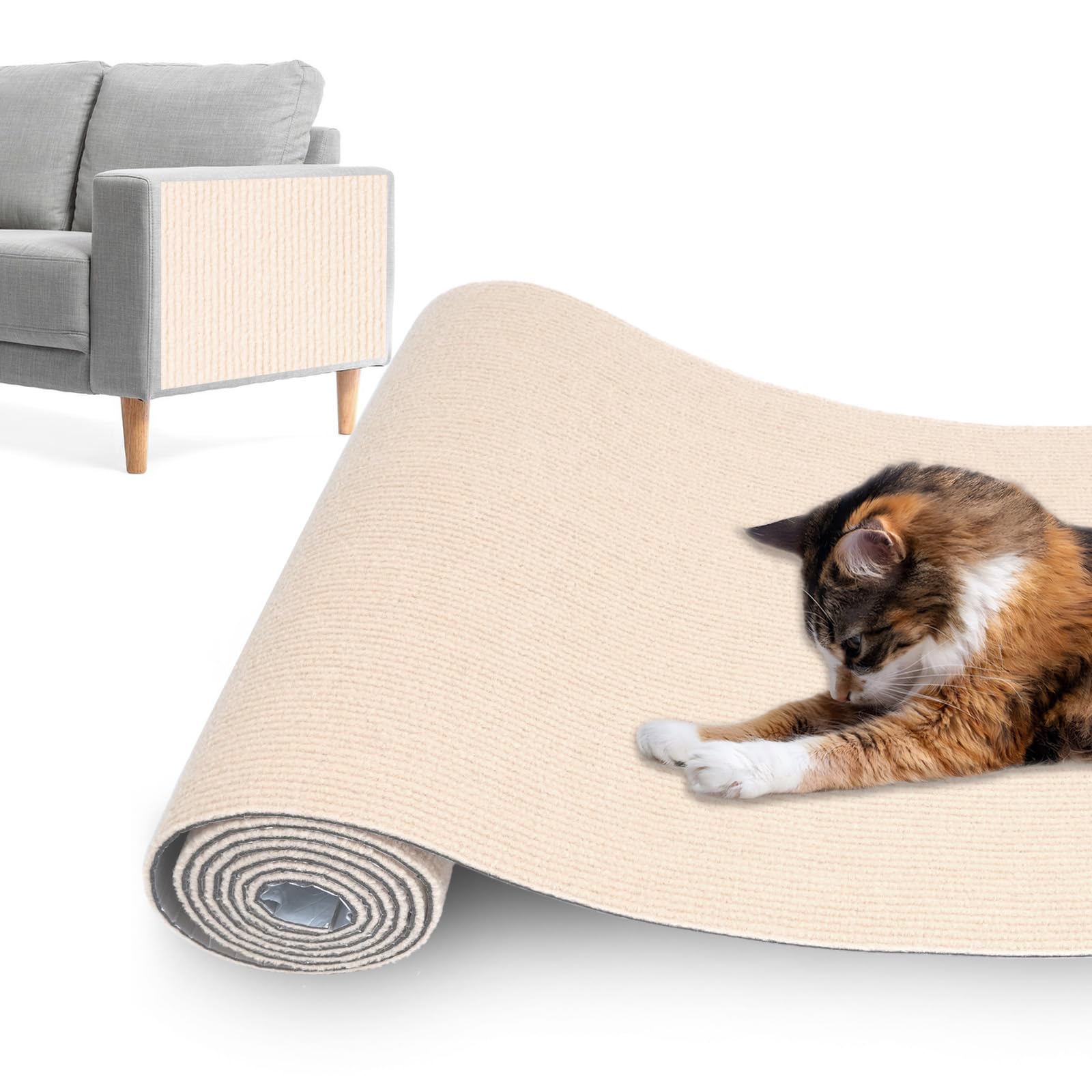 Cat Scratching Mat,Cat Scratch Furniture Protector, Trimmable Self-Adhesive Couch Protector,Carpet Replacement For Tree Shelves,