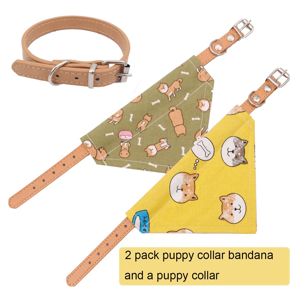 Timoey Dog Collars For Small Dogs,Adjustable Leather Puppy Collar Bandana And Cute Style Dog Bandanas For Large Dogs(Medium)