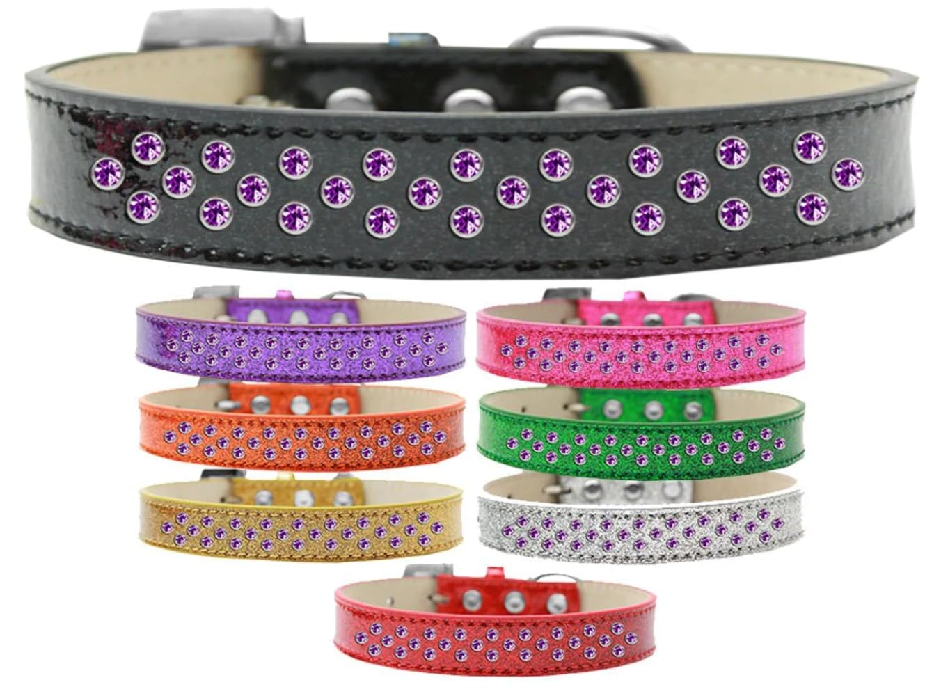 Dog, Puppy & Pet Ice Cream Collar, Purple Crystal Rimsets Sprinkles Pink 16