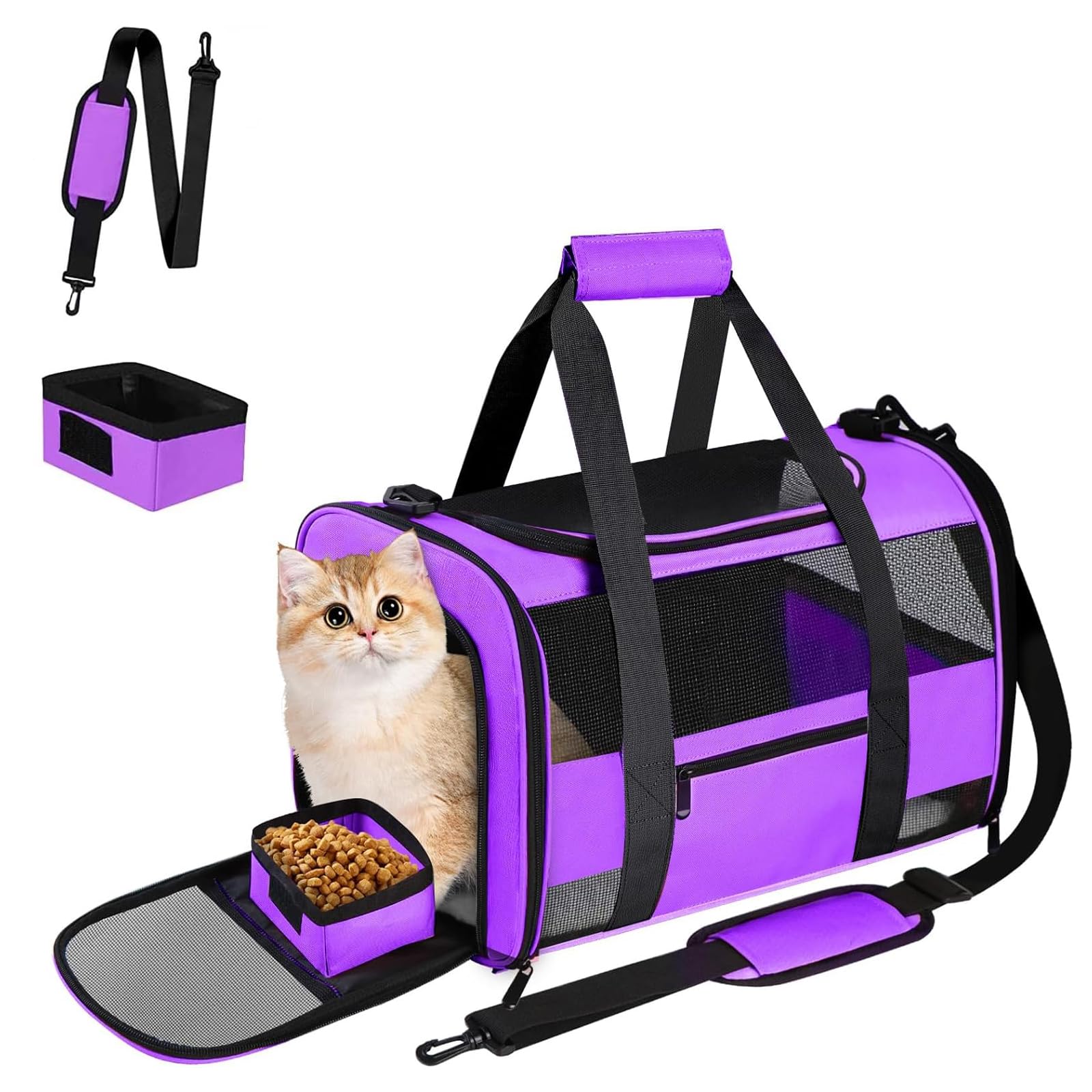 Cussiou Cat Carrier Dog Carriers Airline Approved Pet Carrier For Small Dogs Cats Under 15 Lbs, Collapsible Soft Sided Travel Ca
