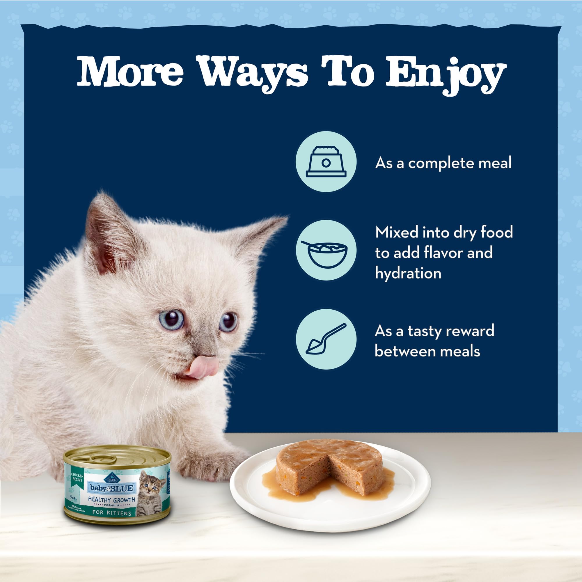 Blue Buffalo Baby Blue Natural Grain-Free Wet Food for Kittens, Healthy Growth Formula with DHA, High-Protein Chicken Pat  , 3 o