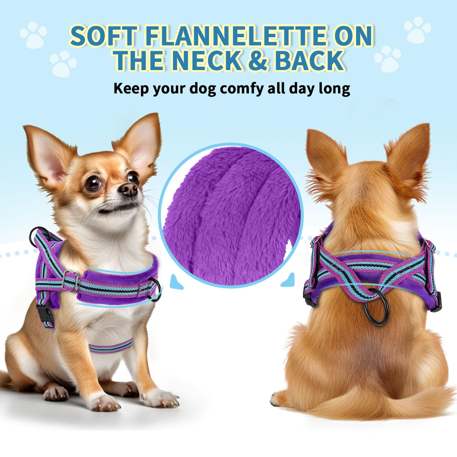 Slowton No Pull Small Dog Harness And Leash Set, Puppy Soft Vest Harness Neck & Chest Adjustable, Reflective Lightweight Harness & Anti-Twist Pet Lead Combo For Small Medium Dogs (Pu-Front Clip, Xs)