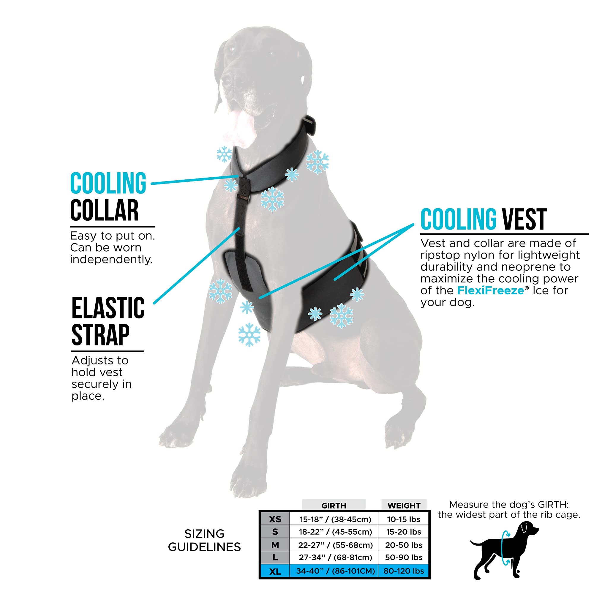 CoolerDog Dog Cooling Vest & Collar - Ice Vest for Dogs, XL, Nylon