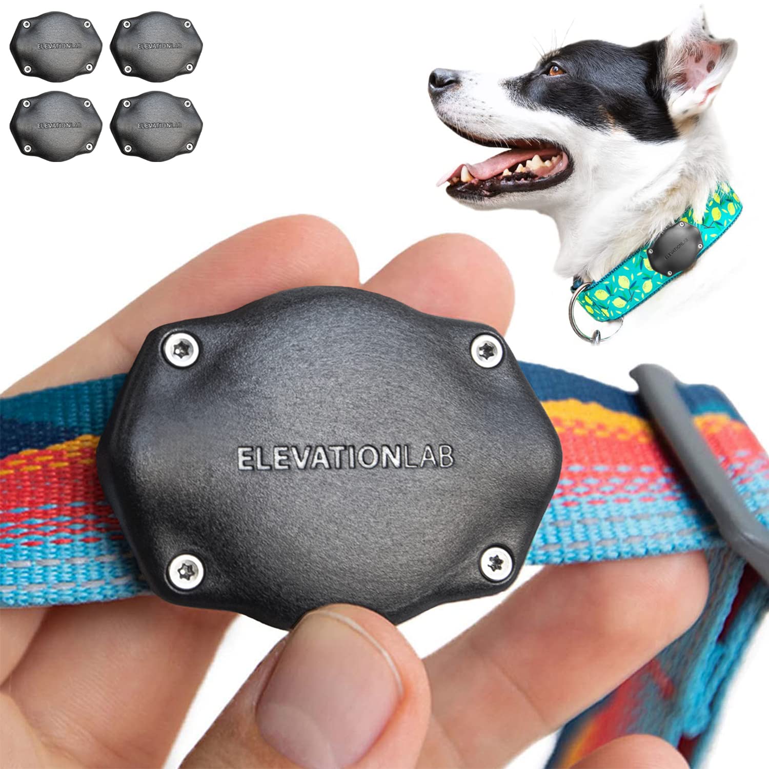 Tagvault Pet (4 Pack) - The Original Airtag Dog Collar Waterproof Mount | Ultra-Durable, Fits All Width Collars | Elevation Lab