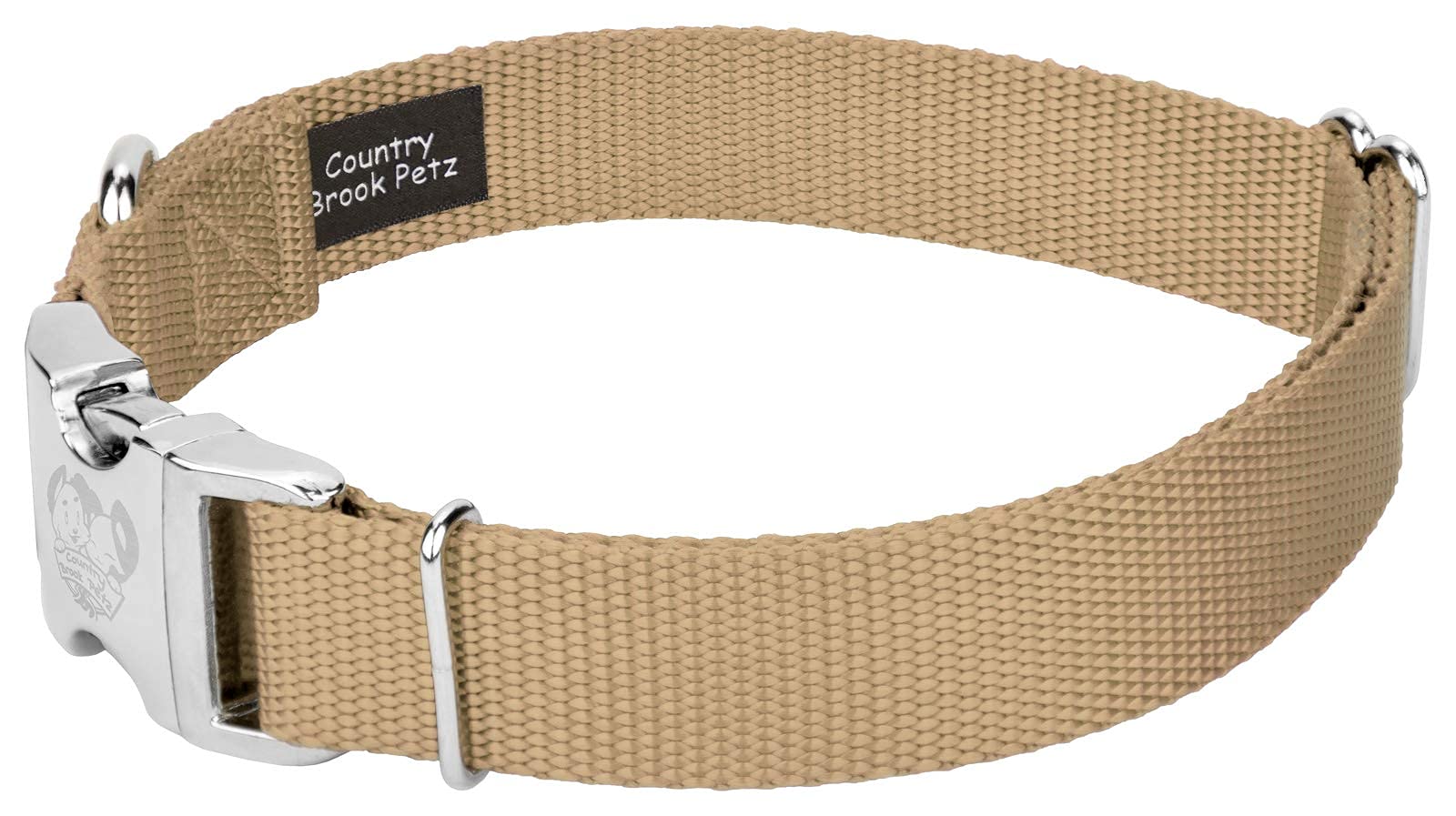 Country Brook Design - Vibrant 30+ Color Selection - Premium Nylon Dog Collar With Metal Buckle (Large, 1 Inch, Copper Gold)