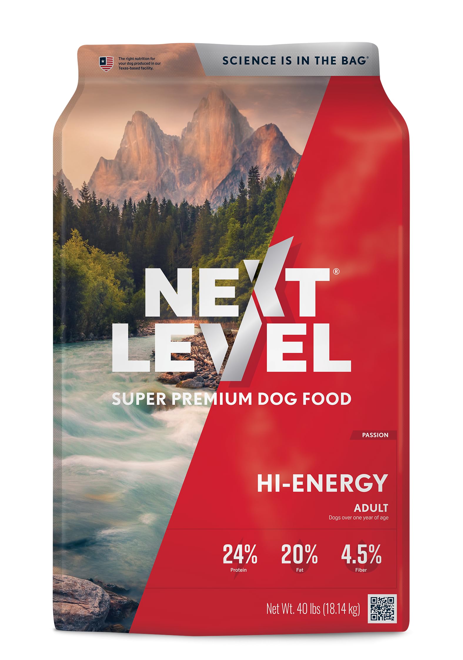 Next Level Super Premium Dog Food - HI-Energy - Dry Kibble for Adult Dogs of All Breeds - 24% Protein. Beef, Chicken, Pork & Fis