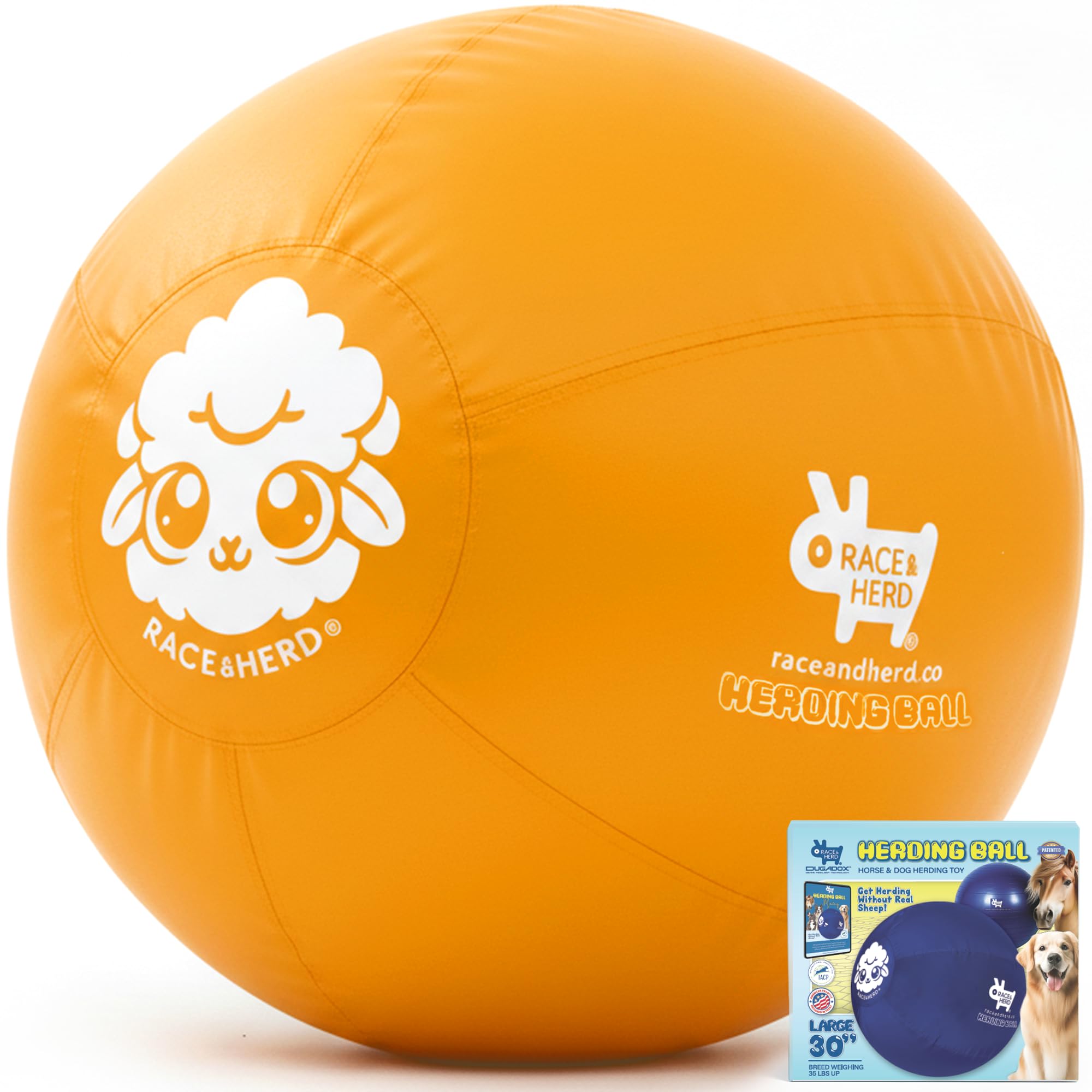 Race&Herd 30 Original XXL Herding Ball for Dogs - Herding Toys, Giant Dog Ball for Australian Shepherds, Border Collies - Durabl