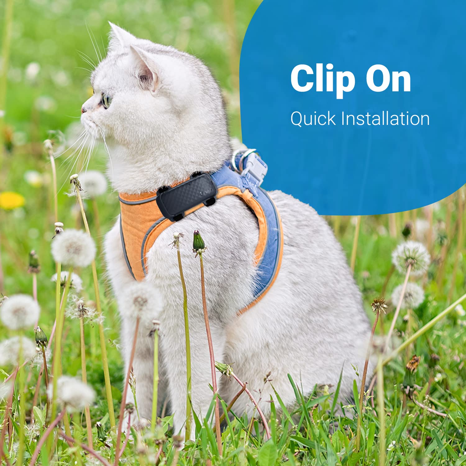 Tractive GPS Cat 4 Tracker Harness Attachment, for Cat Walks with Peace of Mind, hook and loop Straps, Black