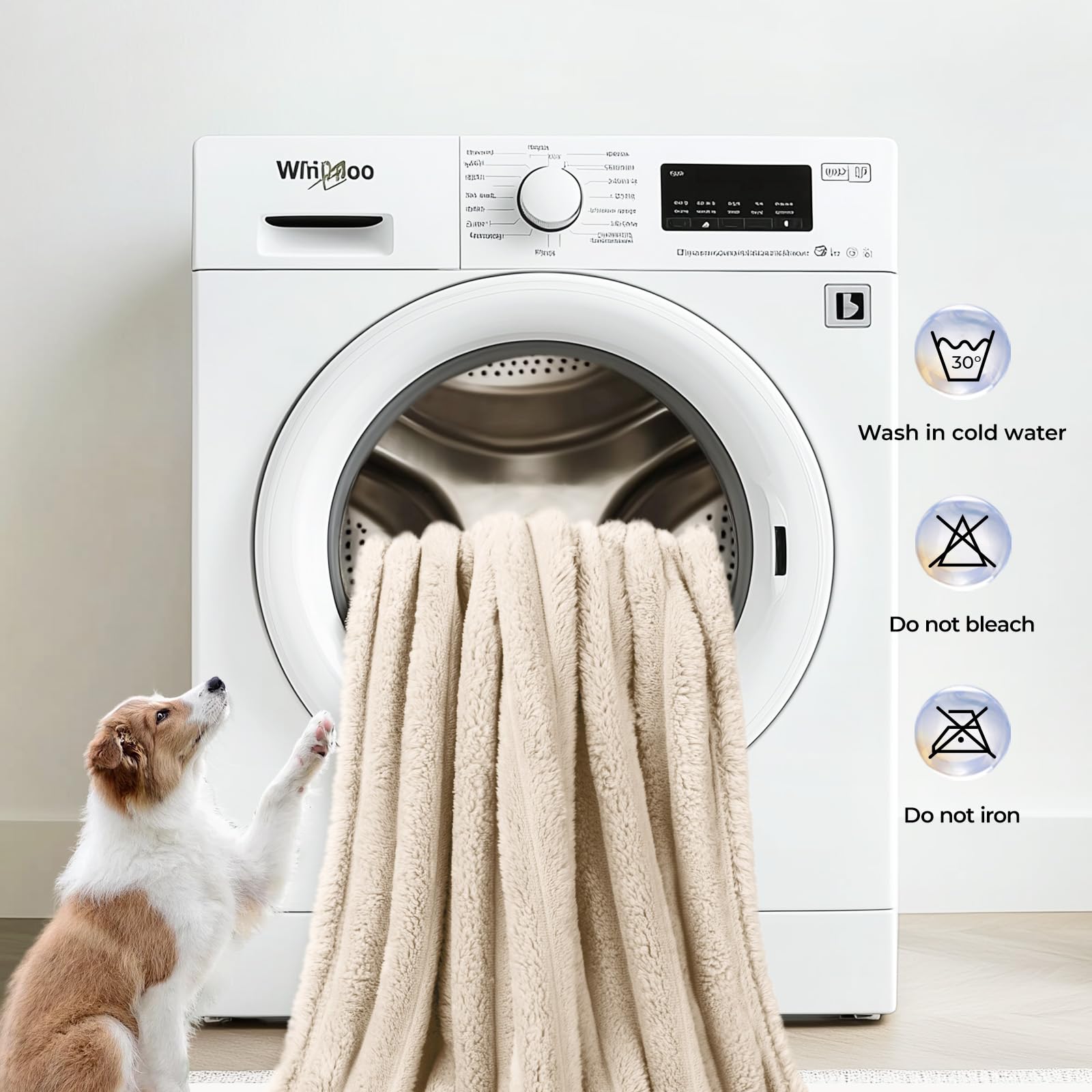 Linenlux 1 Pack 3 Soft Fleece Dog Blanket For Pet Washable Warm Cat Puppy Fluffy Calming Flannel Beige Medium