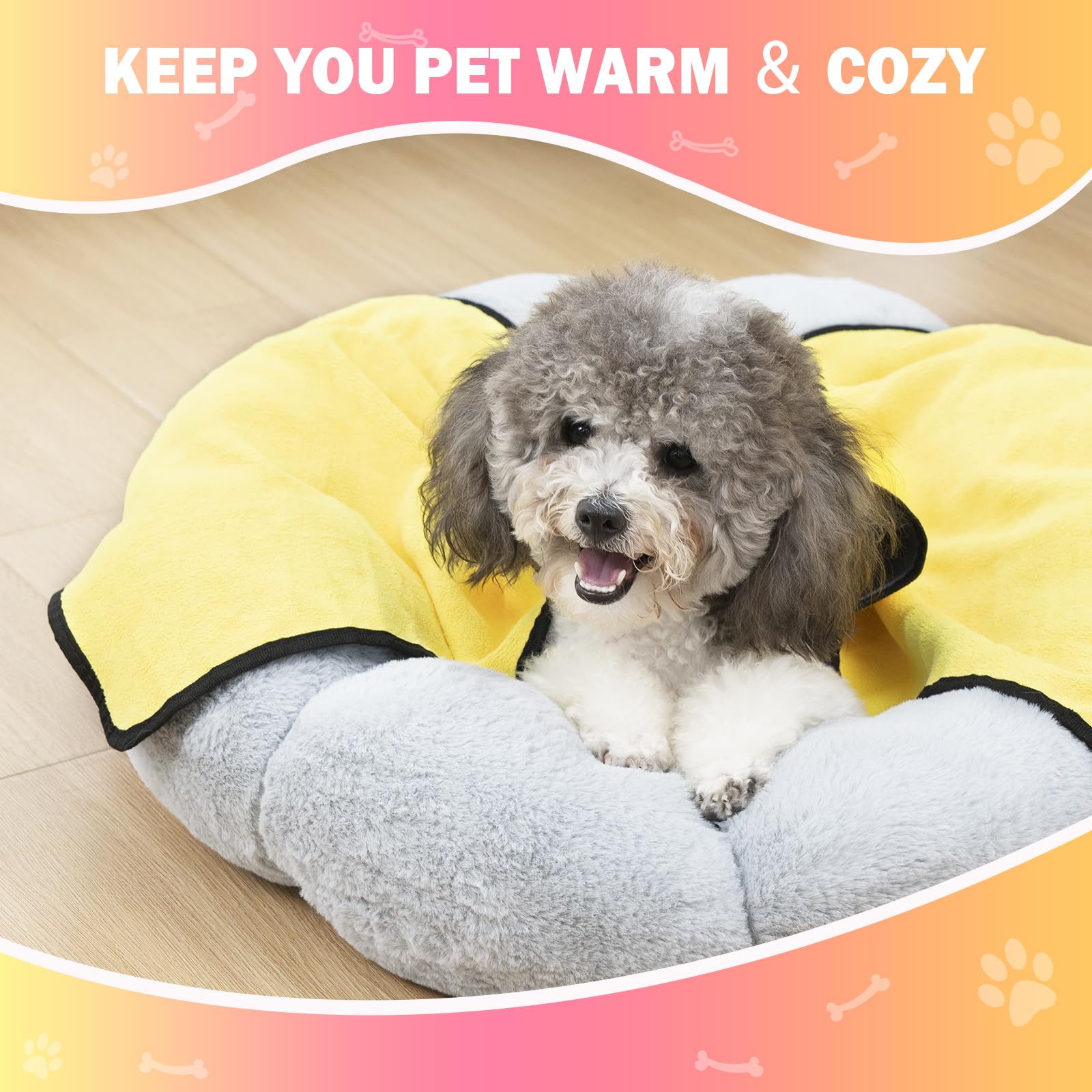 Micooyo 3Pcs Dog Towels For Drying, Super Absorbent Pet Grooming Towels, Quick Drying Dog Bath Towels For Puppy Cats (Yellow, Pi