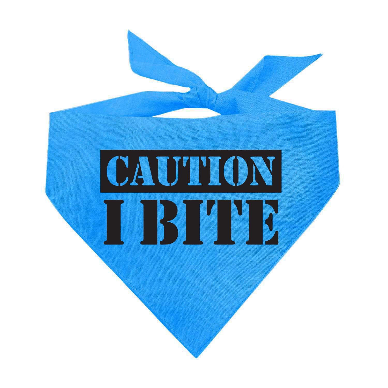 Caution I Bite Dog Bandana (Turquoise, Xs 836)