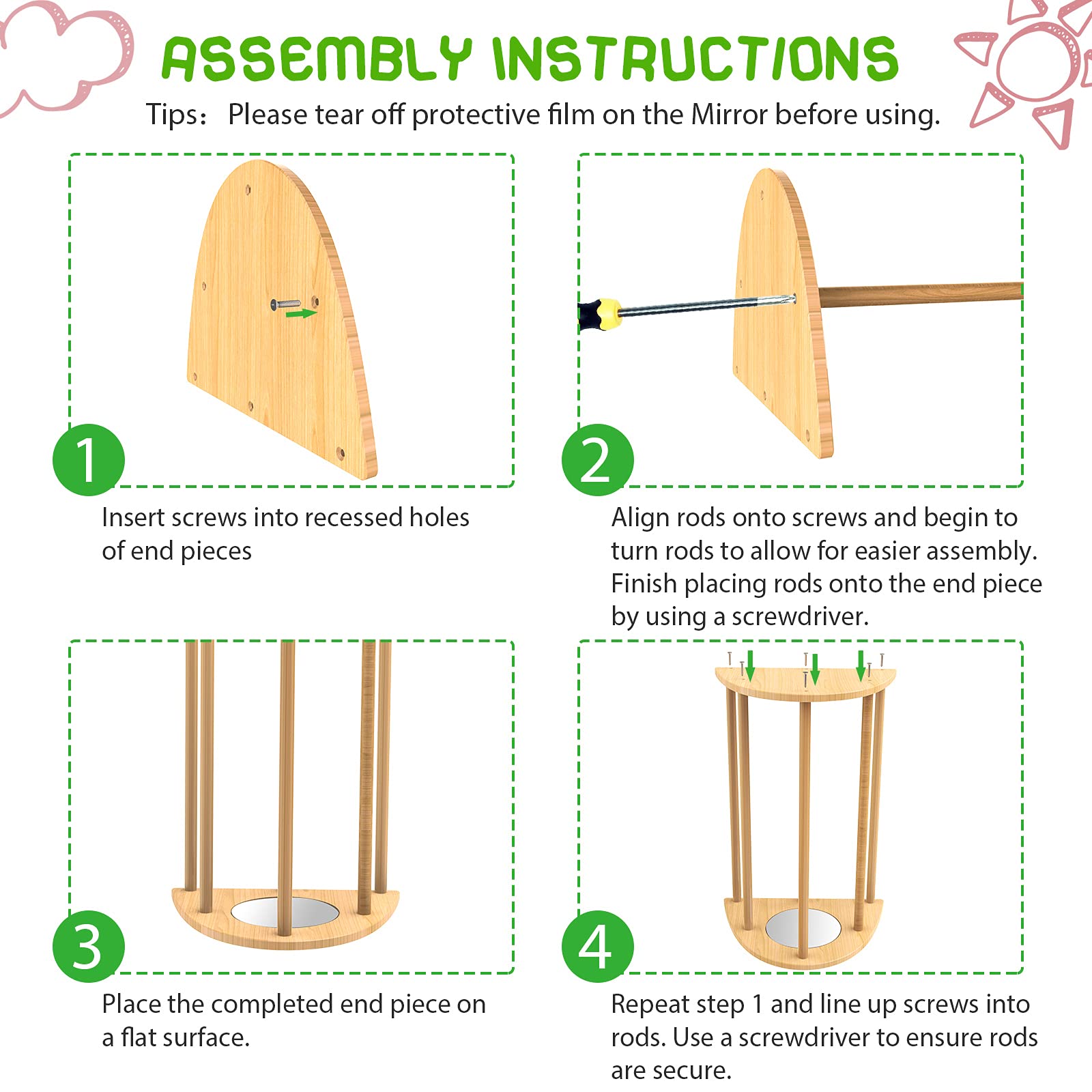 Ensayeer Bamboo Chicken Perch With Mirror, Strong Roosting Bar For Coop And Brooder, Training Perch For Large Bird, Hens, Parrot