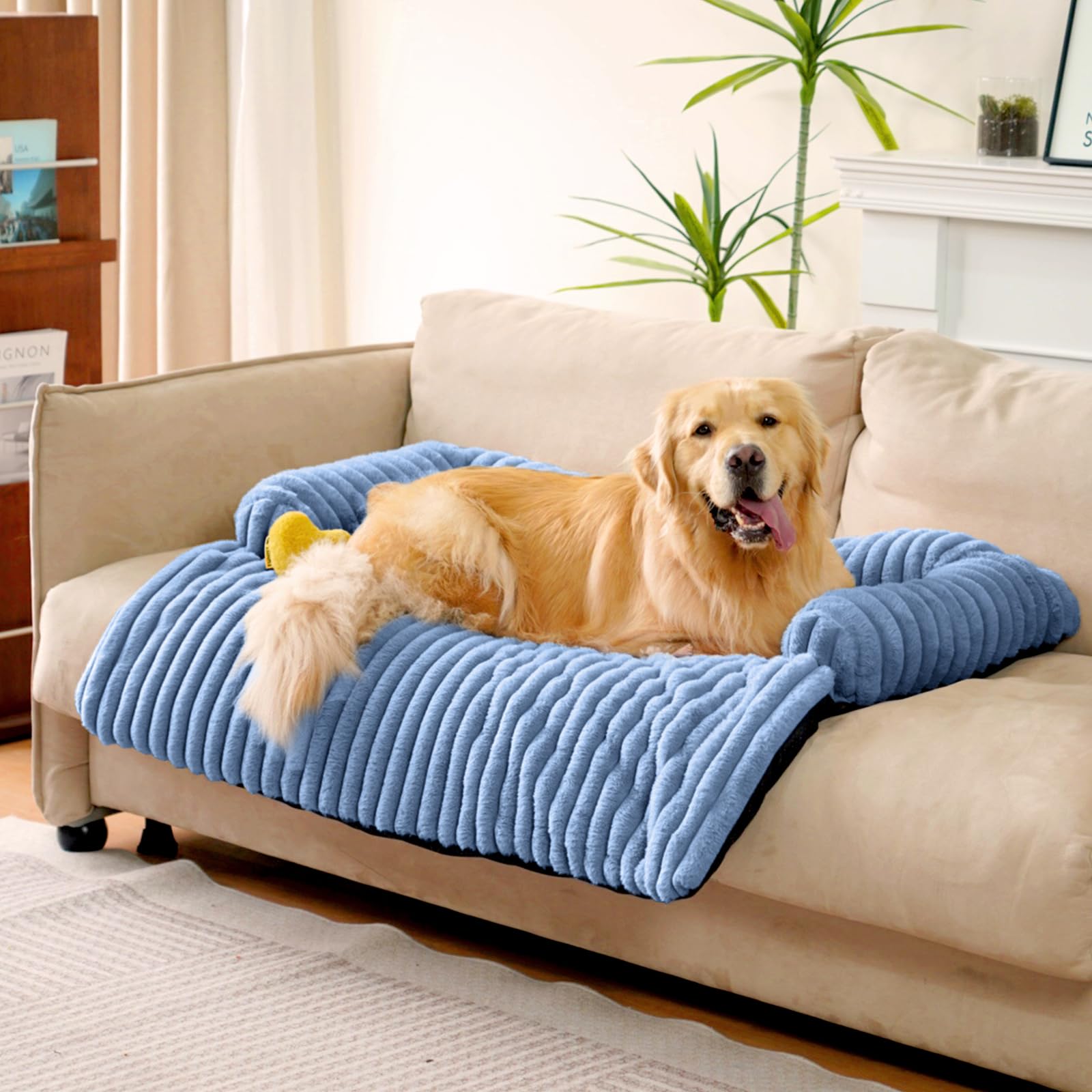 Funny Fuzzy Pet Couch Cover For Sofa, Calming Dog Bed For Couch, Fluffy Plush Dog Couch Mat For Furniture Protector For Large Me