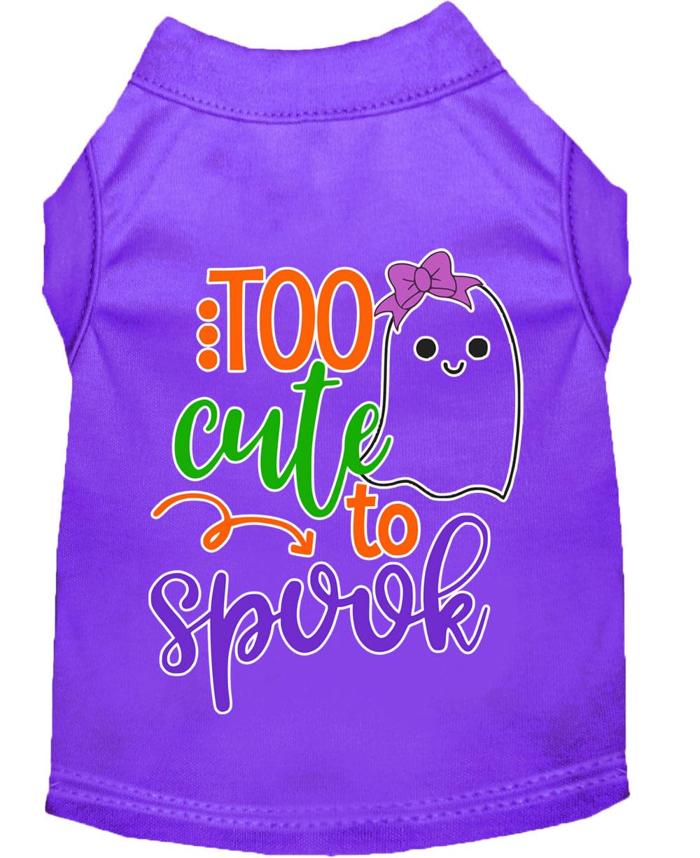 Halloween Pet Dog & Cat Shirt Screen Printed, "Too Cute To Spook - Girly Ghost" Purple 3XL (25-35 lbs.)