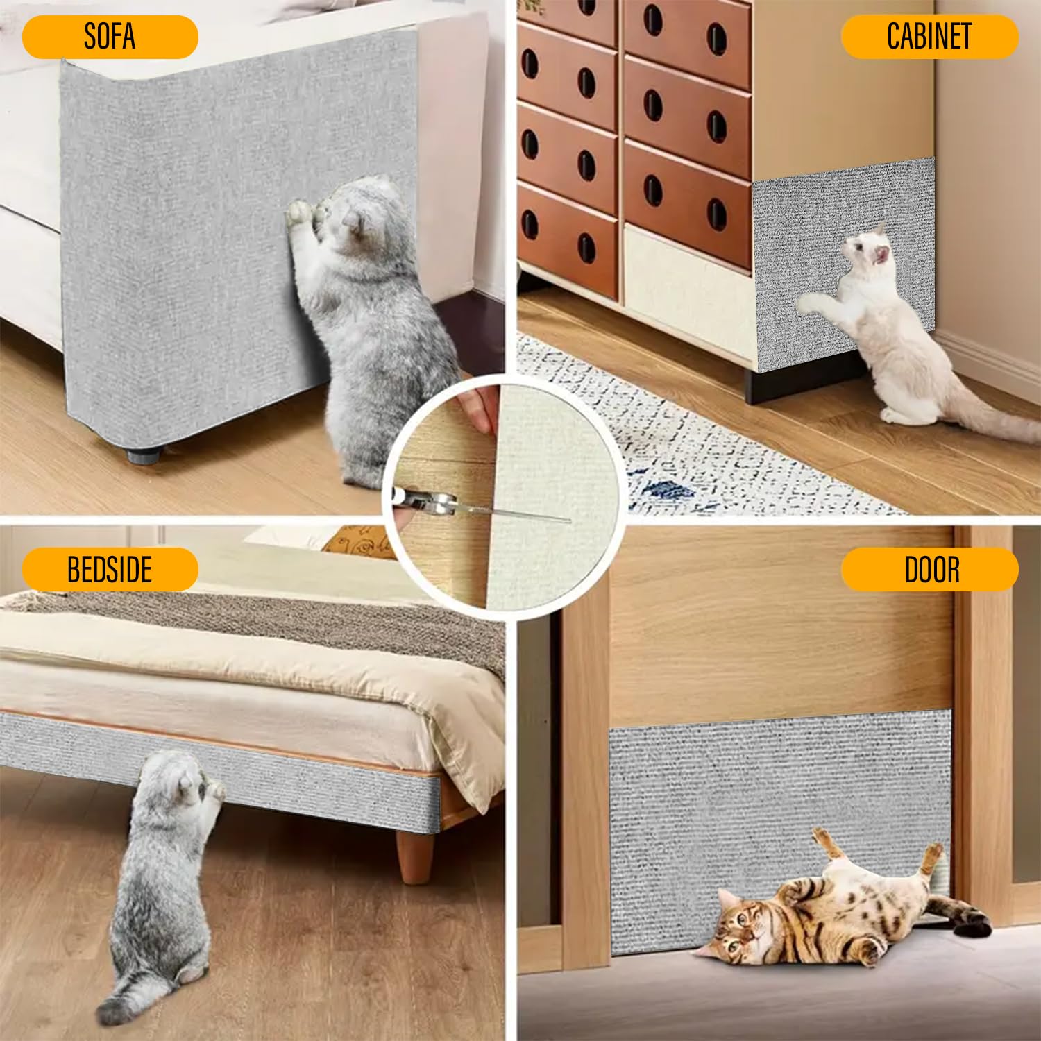 Yongjoy Cat Scratch Couch Furniture Protector, Adhesive Cat Scratch Pad Deterrent For Furniture, Diy Climbing Scratcher For Indo