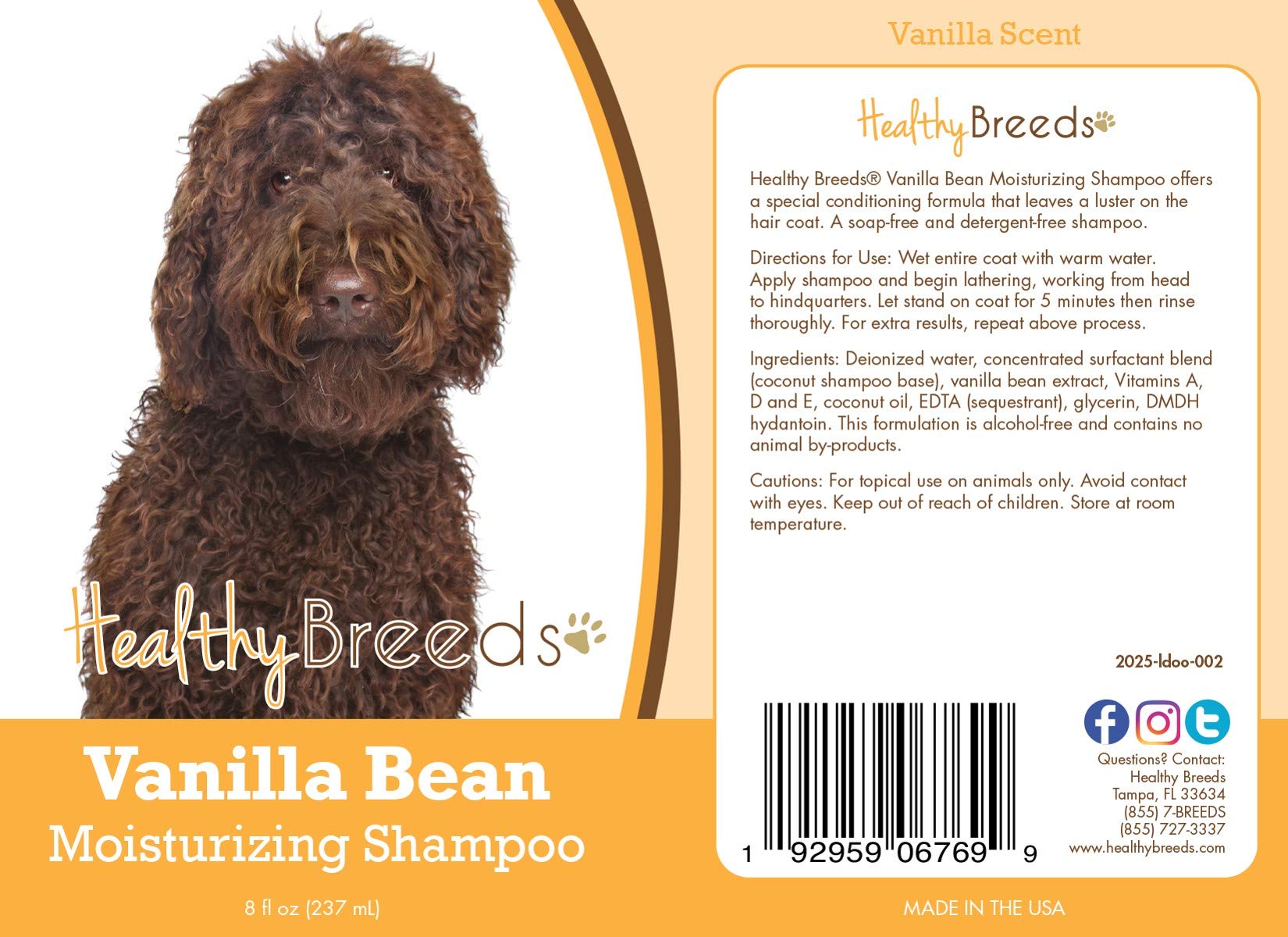 Healthy Breeds Labradoodle Vanilla Bean Moisturizing Shampoo 8 Oz