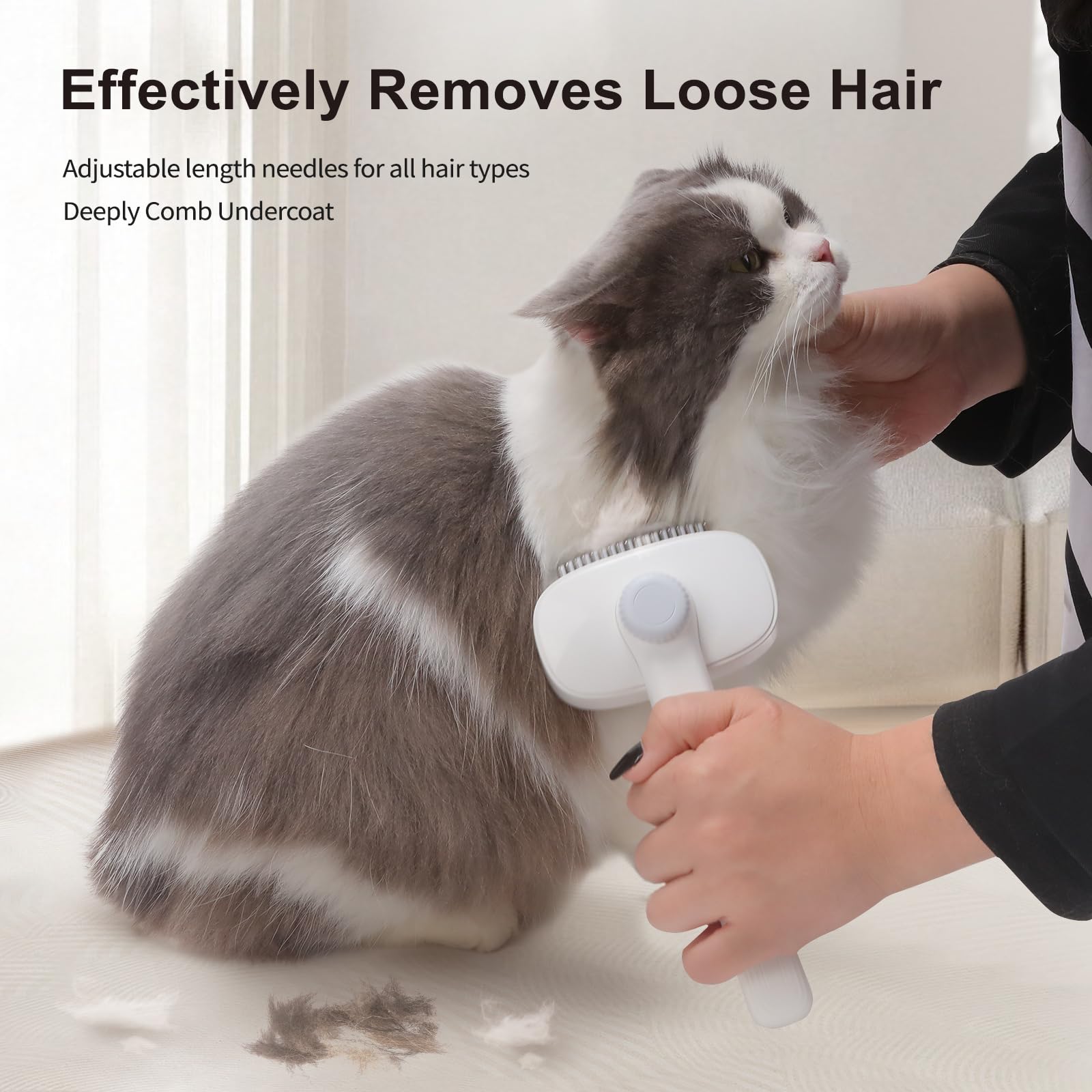 Moesoce 2-In-1 Deshedding Brush & Dematting Comb For Cats, Cat Brush For Long Haired Cats, Effectively Removes Matted Fur & Tang