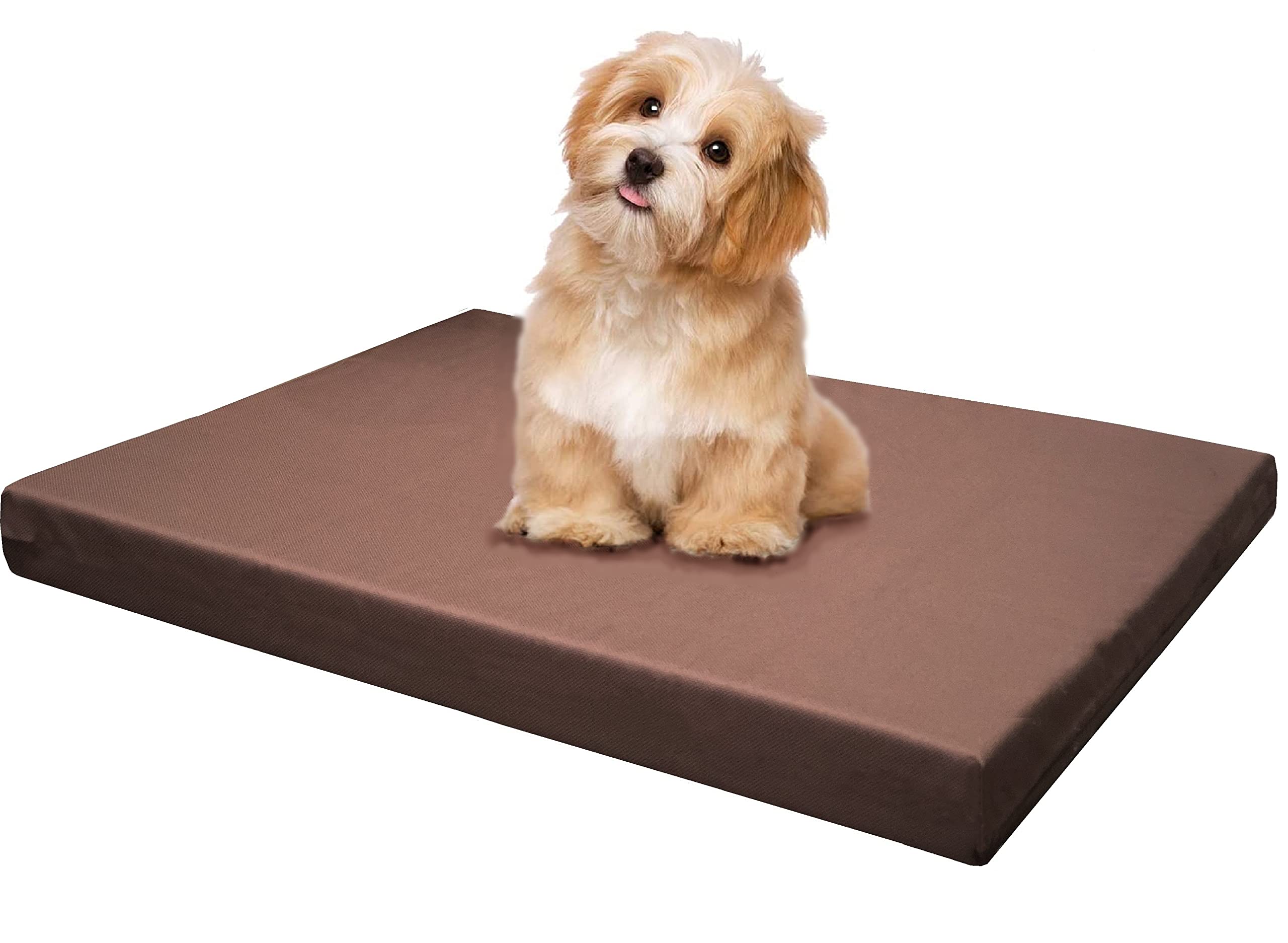 Dogbed4Less Memory Foam Platform Dog Bed, Crate Mattress With Waterproof Removable Cover Large 42X28X3 Brown