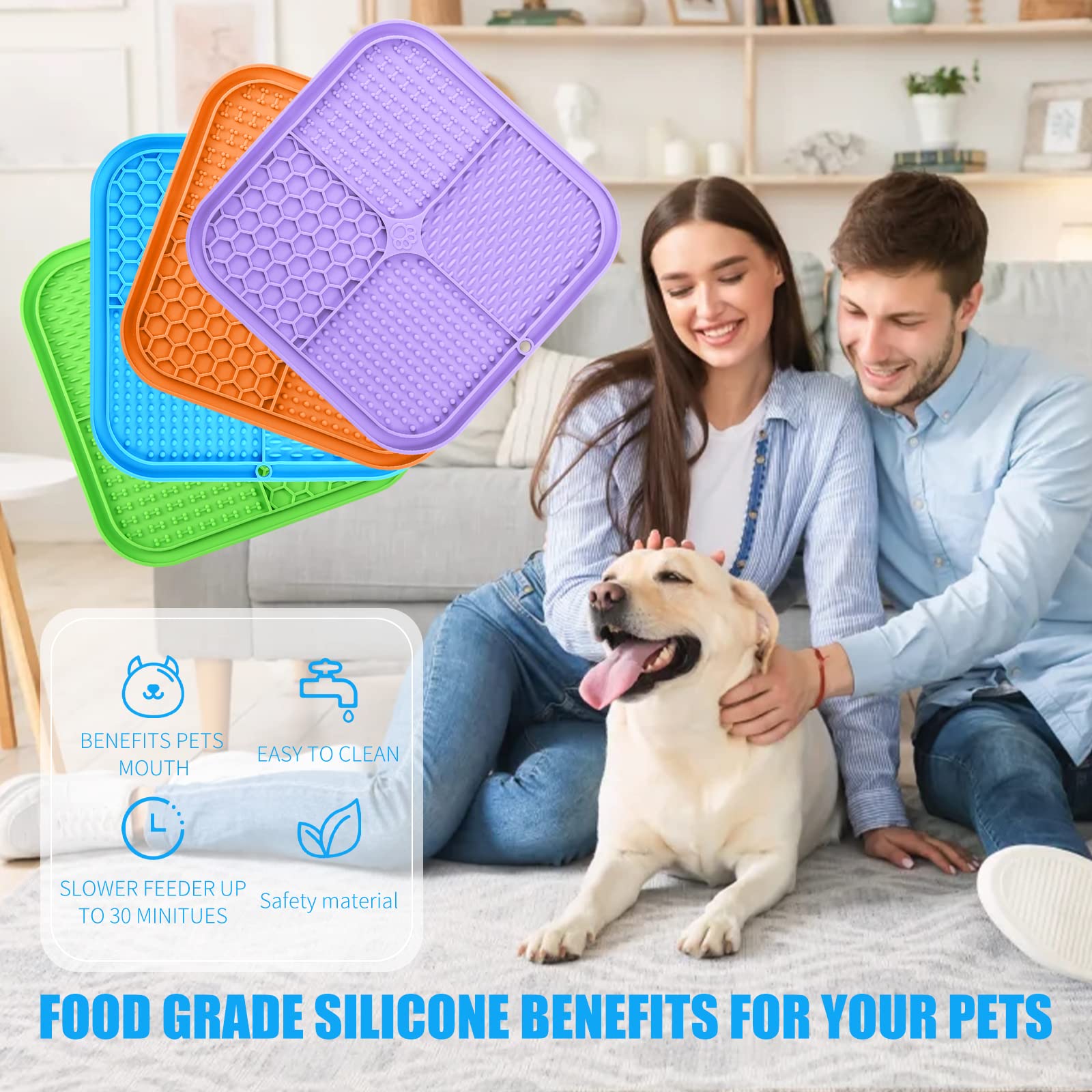 Dog Licking Mat Slow Feeder for Dogs, Premium Lick Pad with Suction Cups for Dog Anxiety Relief, Slow Feeder Dog Bowls, Bathing,