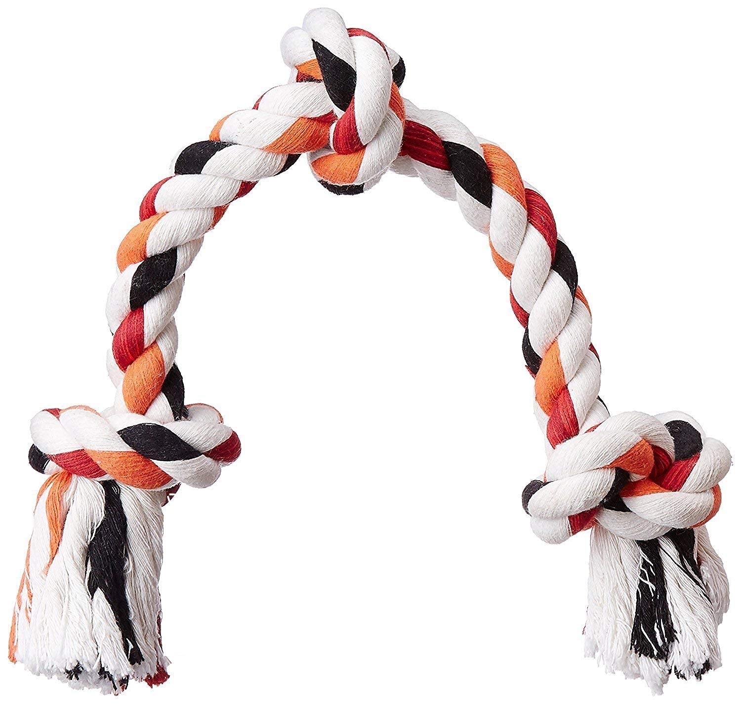 Pet Guard Cotton Rope Bone Dog Chew Toy 3 Knots, Puppy Teething Toy, 14 Inches, Colour May Vary