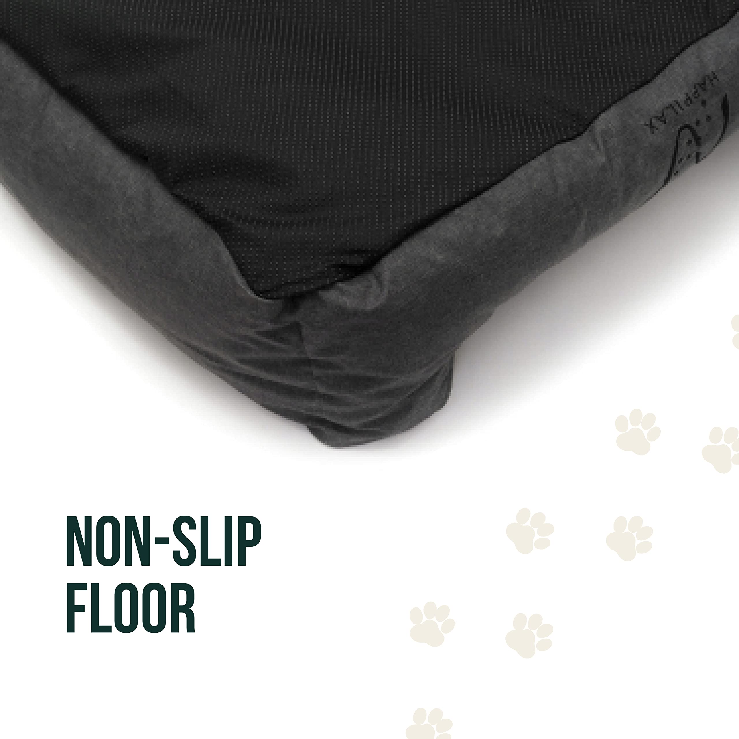 Happilax Dog Bed - Washable Plush Pillow - Dog Bed With Removable Cover - Raised Edges - Small To Large Dogs - Rectangular Bolster Pet Bed - Grey
