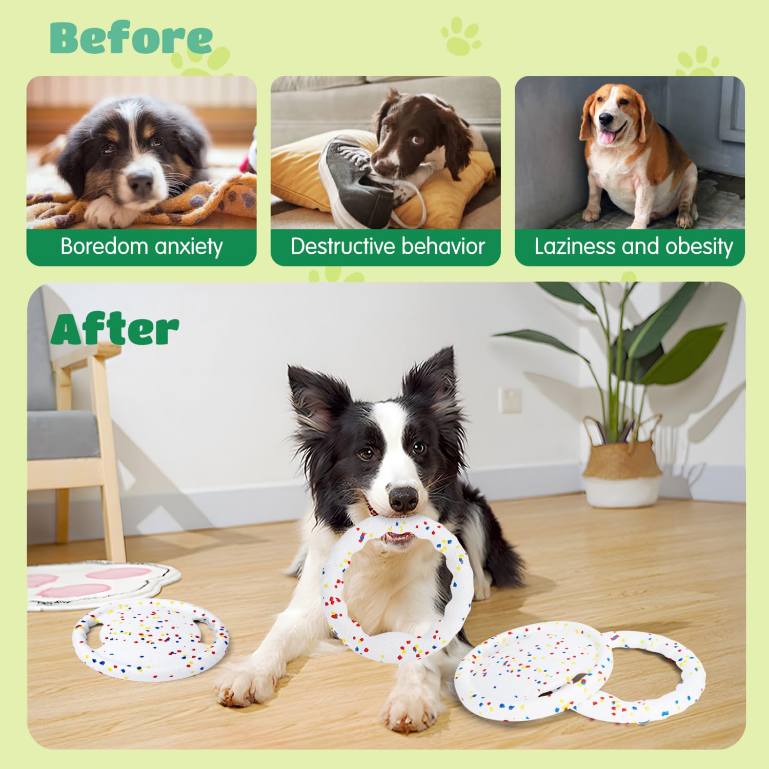 Nobleza Indestructible Fly Disc Ring Toy Set For Dog Pet, 2025 New Poncorn E-Tpu Durable Puppy Fetch Outdoor Interactive Toy For