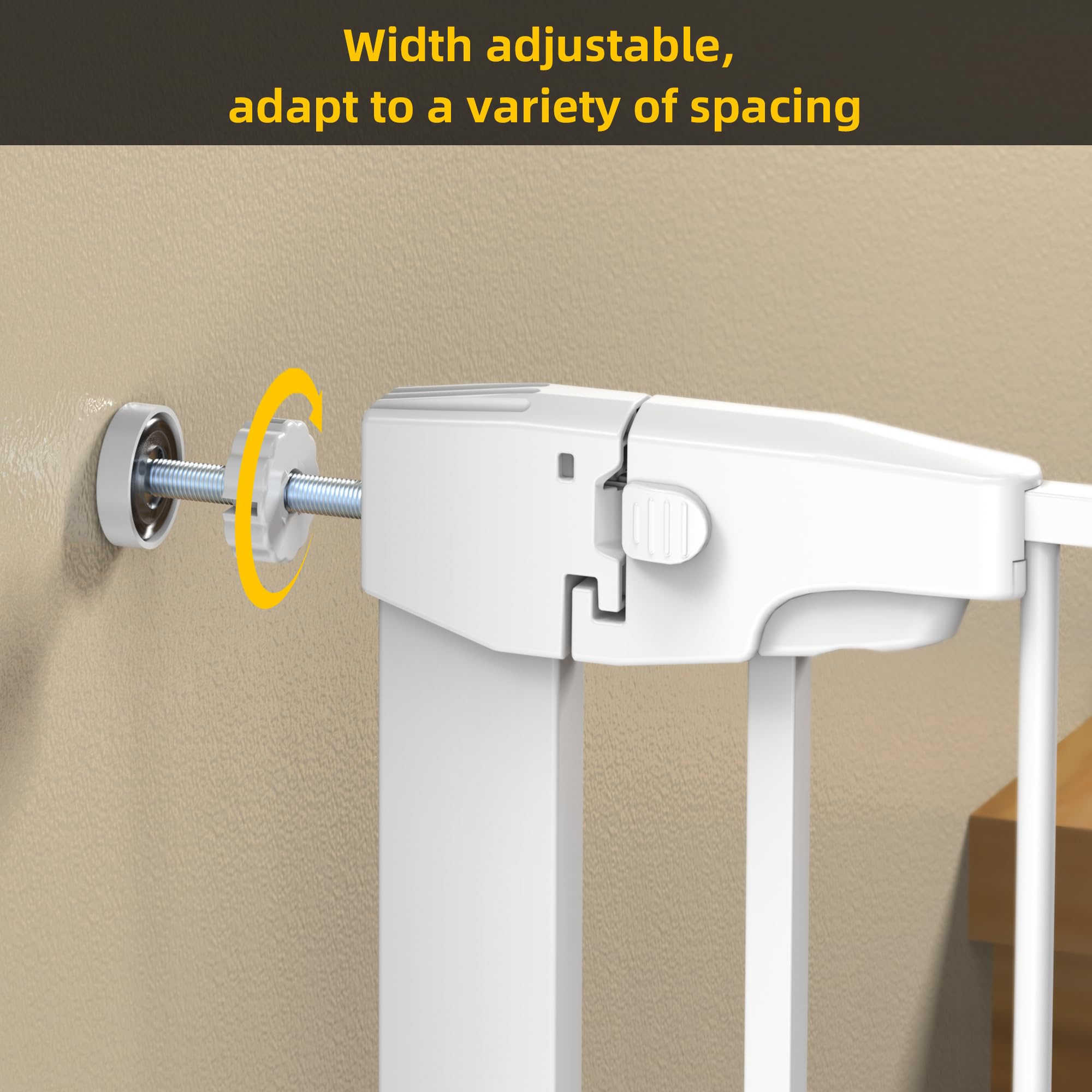 Edmyre Easy Step Walk-Thru Baby Gate, Adjustable 29.7-40.5" W, Auto-Close, White, Metal, Model ED-GATE-S