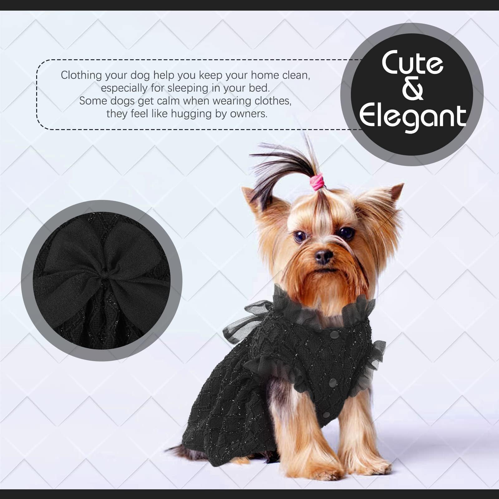 Kuoser Dog Dress, Dog Dresses For Medium Dogs, Cute Puppy Dress With Bow-Knot Girl Princess Dog Tutu Dress Costume Pet Outfit Cat Clothes For Birthday Party Christmas Wedding, Red Medium