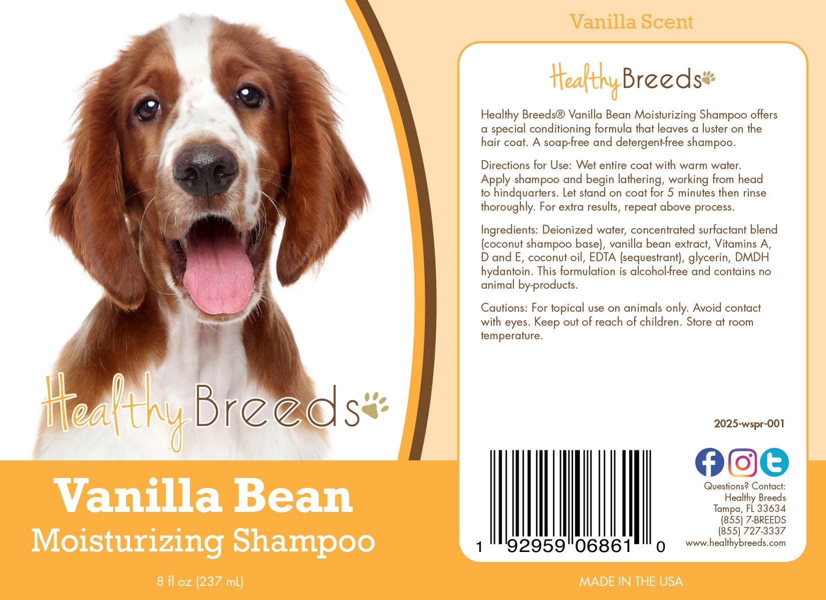 Healthy Breeds Welsh Springer Spaniel Vanilla Bean Moisturizing Shampoo 8 Oz