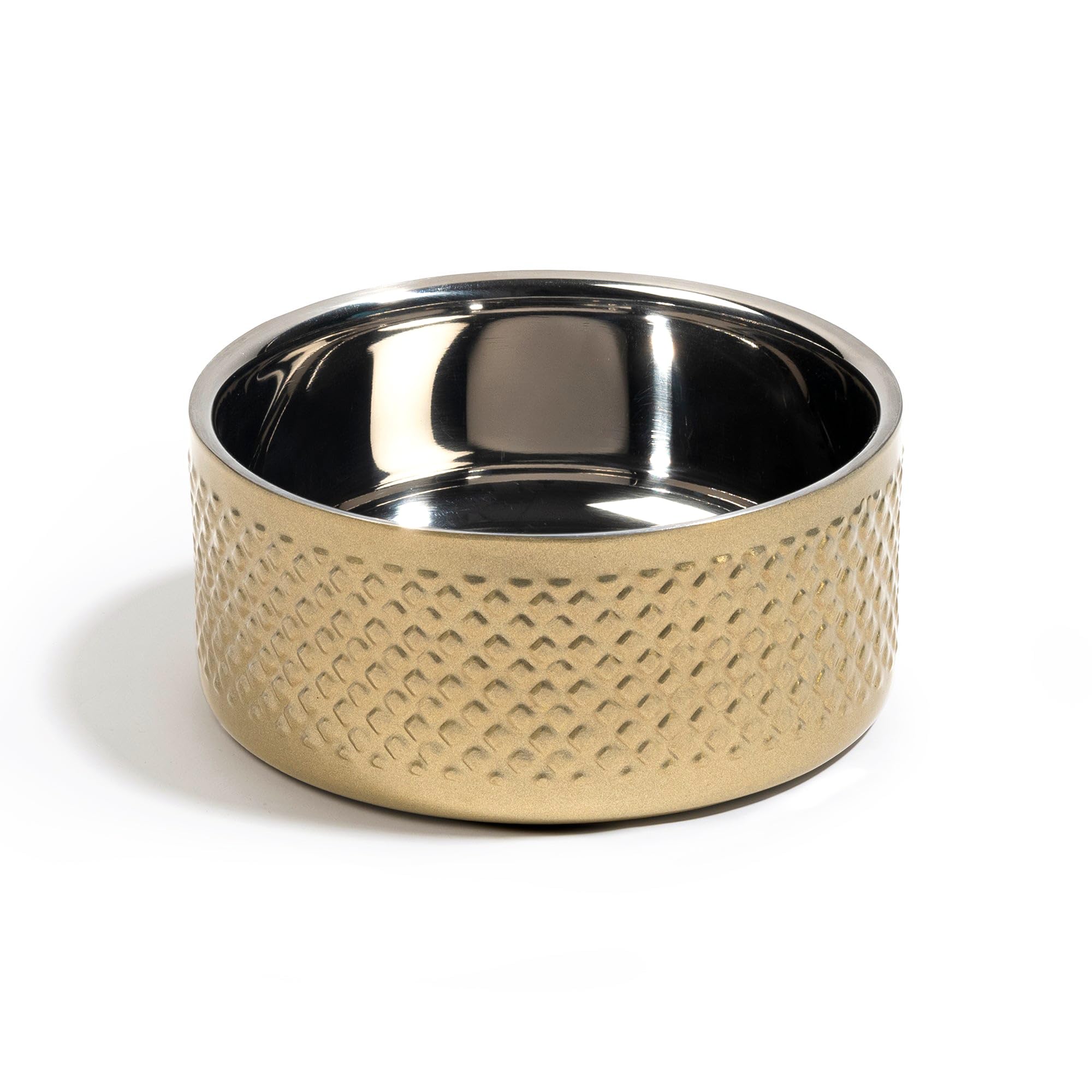 Huft Golden Dazzle Embossed Steel Bowl For Dogs  Gold
