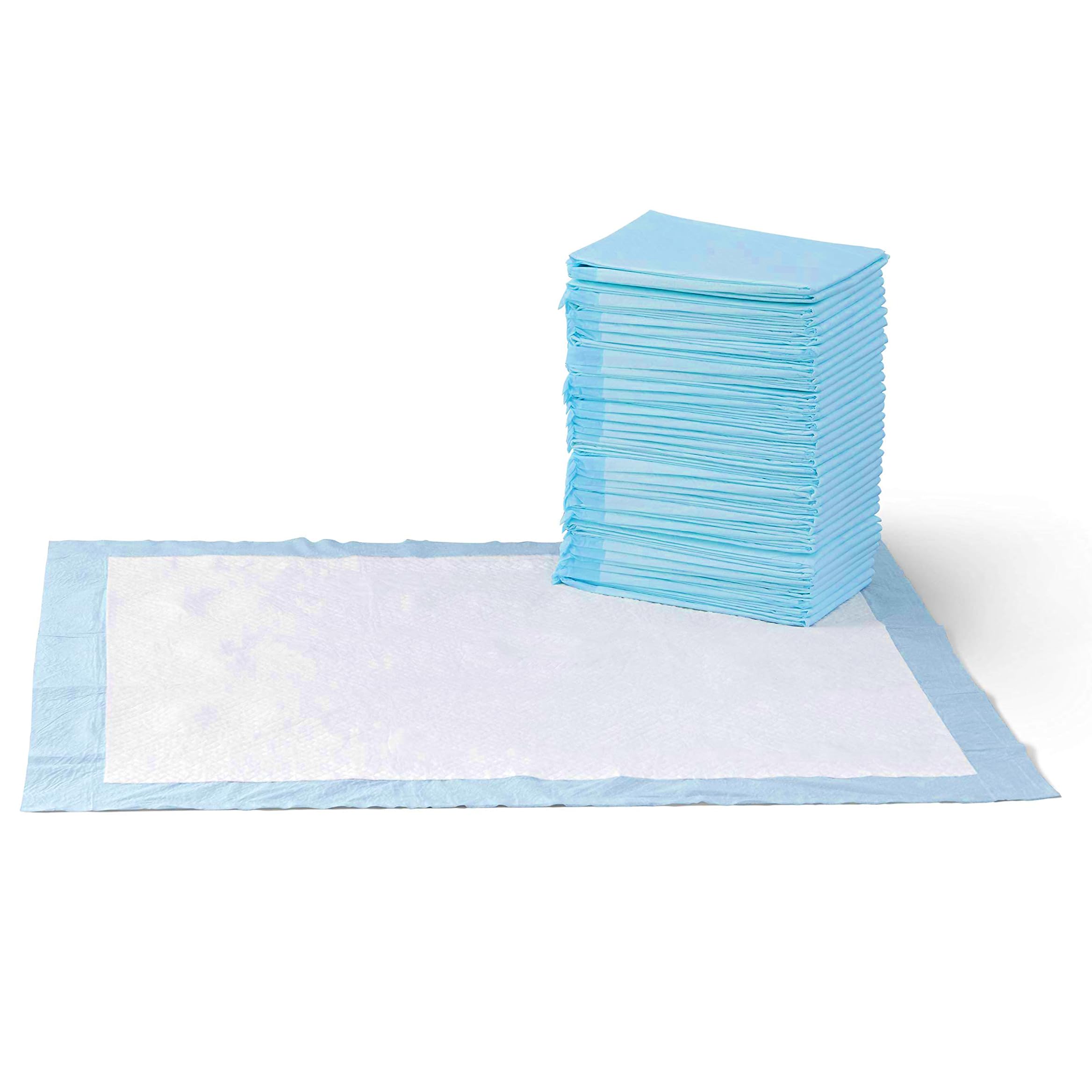 Amazon Basics Puppy Pads with Quick-Dry 5-Layer Leak-Proof Design for Potty Training, X-Large Size 28 x 34 Inch, Pack of 40, Blu