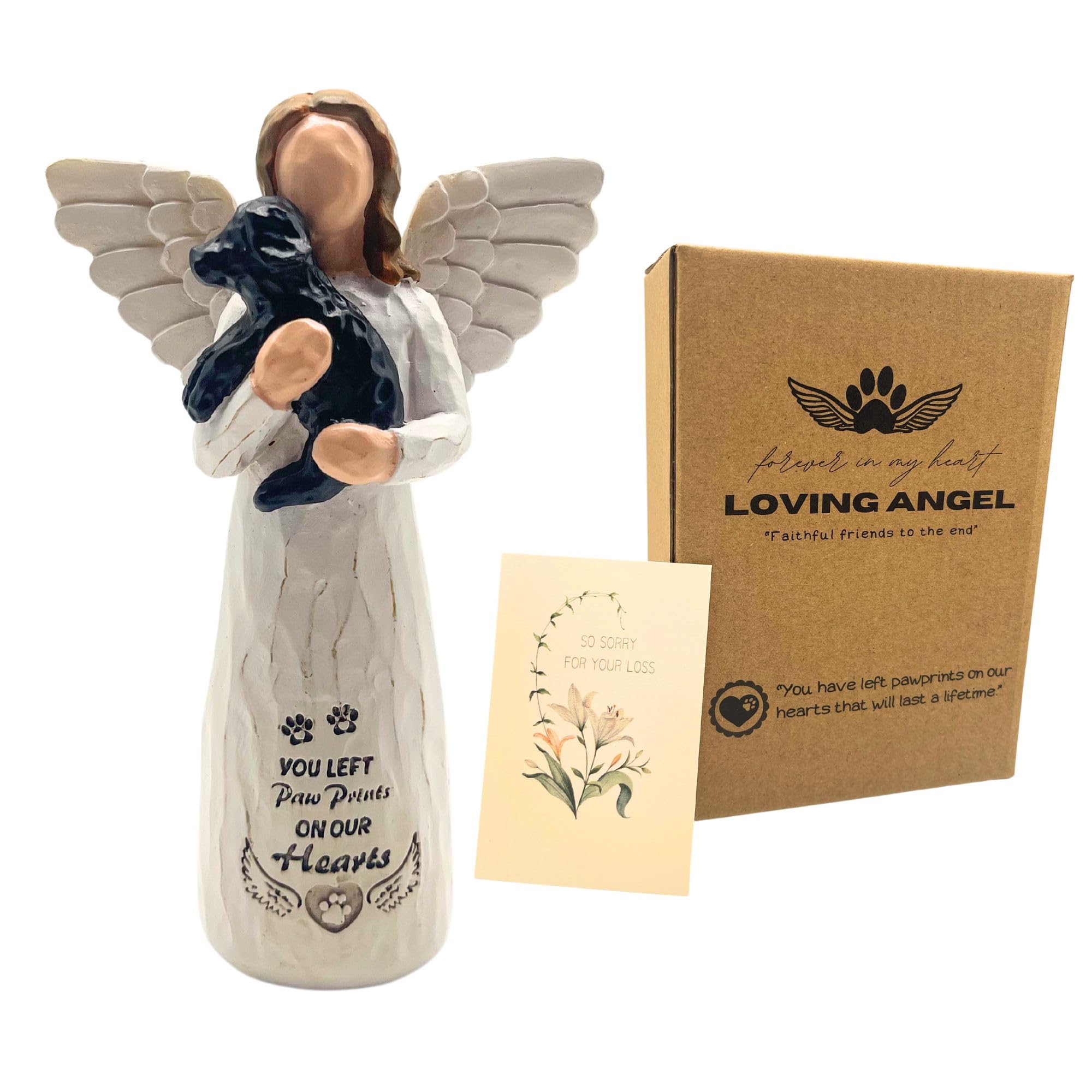 DUDULOVY Dog Memorial Gifts for Loss of Dog, Pet Memorial Gifts for Dogs, Sculpted Hand-Painted Angel Figurines - Loss of Dog Sy